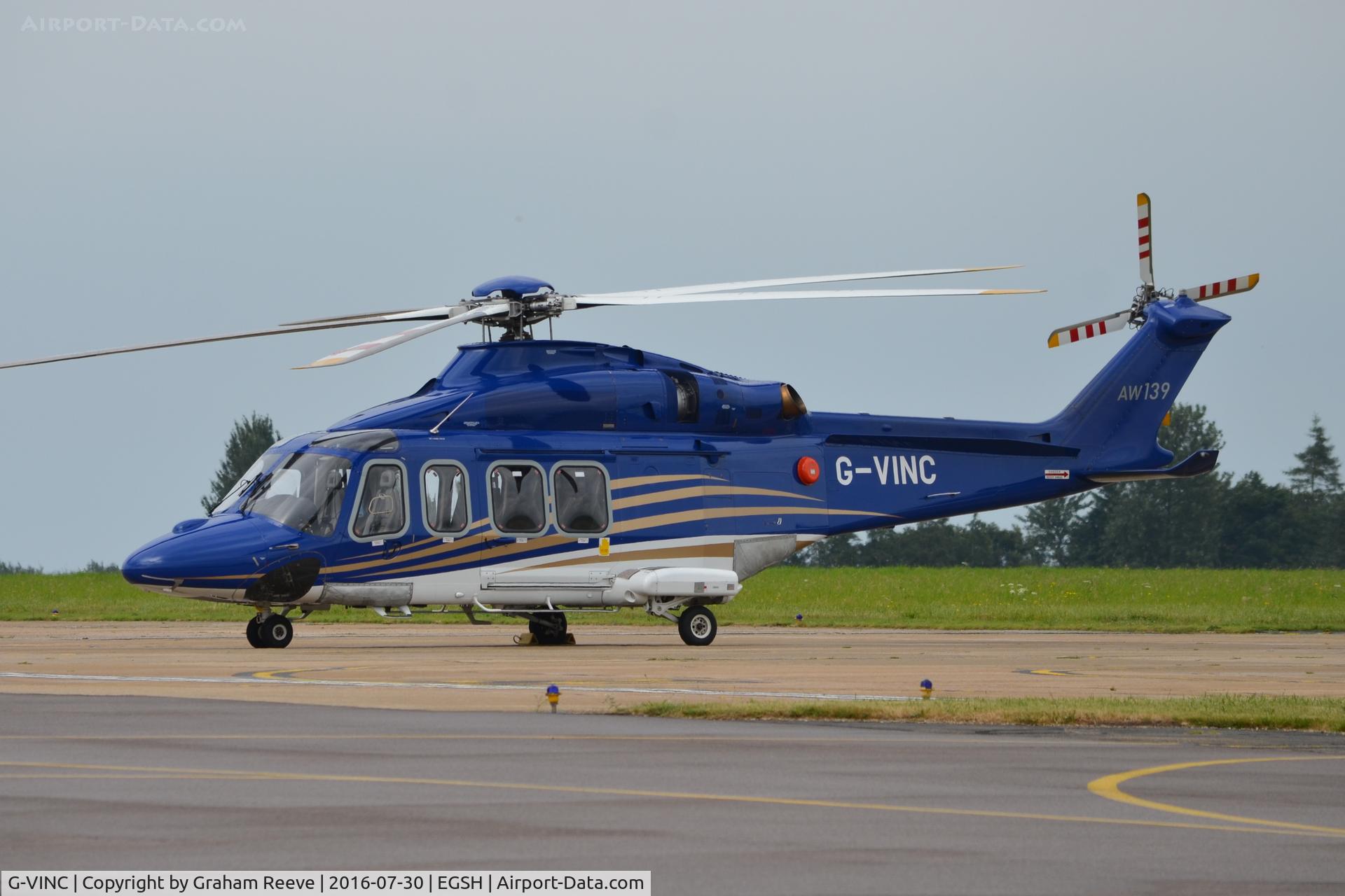 G-VINC, 2013 AgustaWestland AW-139 C/N 31478, Parked at Norwich with the 