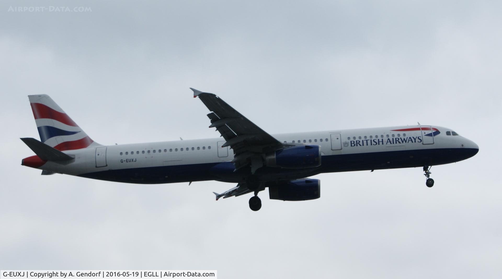 G-EUXJ, 2007 Airbus A321-231 C/N 3081, British Airways, is here landing at London Heathrow(EGLL)