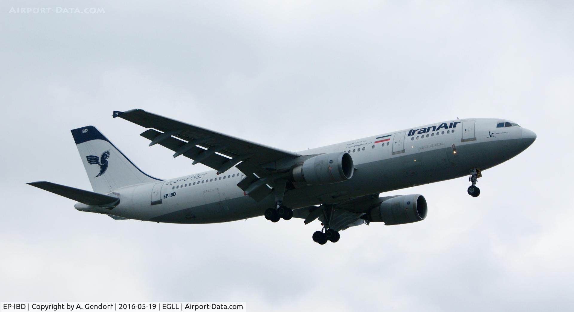 EP-IBD, 1993 Airbus A300B4-605R C/N 696, Iran Air, seen here landing at London Heathrow(EGLL), bound from Tehran(OIIE)