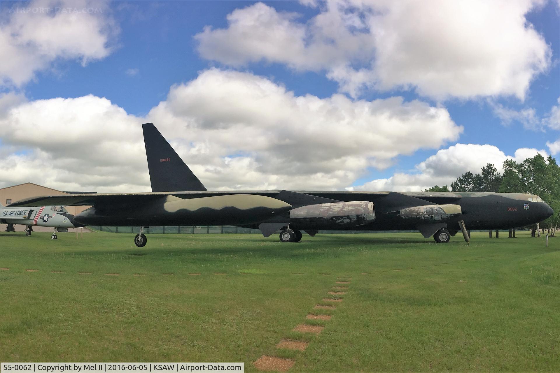 55-0062, 1955 Boeing B-52D-15-BW Stratofortress C/N 464014, On display at the K.I. Sawyer Heritage Air Museum at the Sawyer International Airport (KSAW).