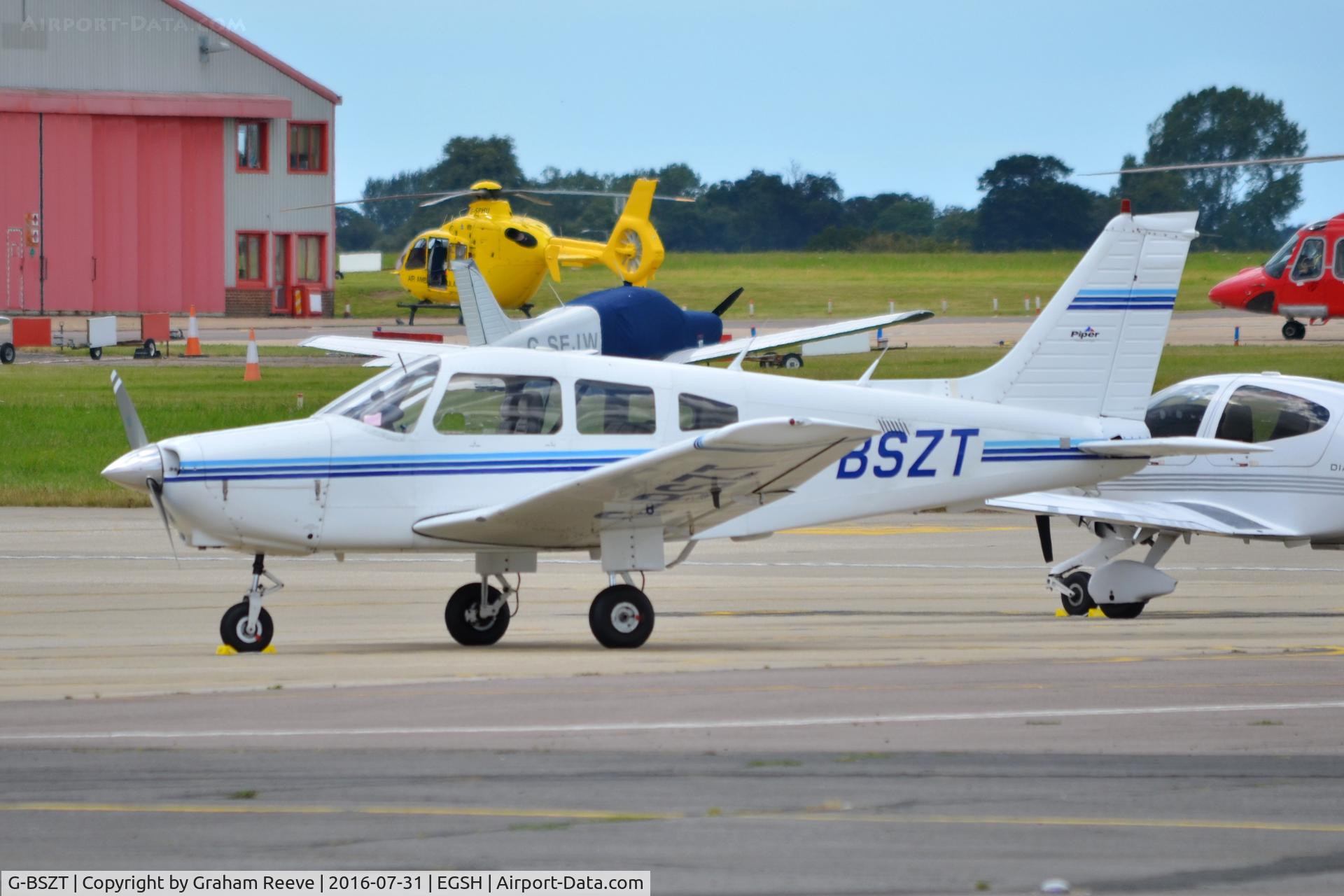 G-BSZT, 1981 Piper PA-28-161 Warrior II C/N 28-8116027, Parked at Norwich.