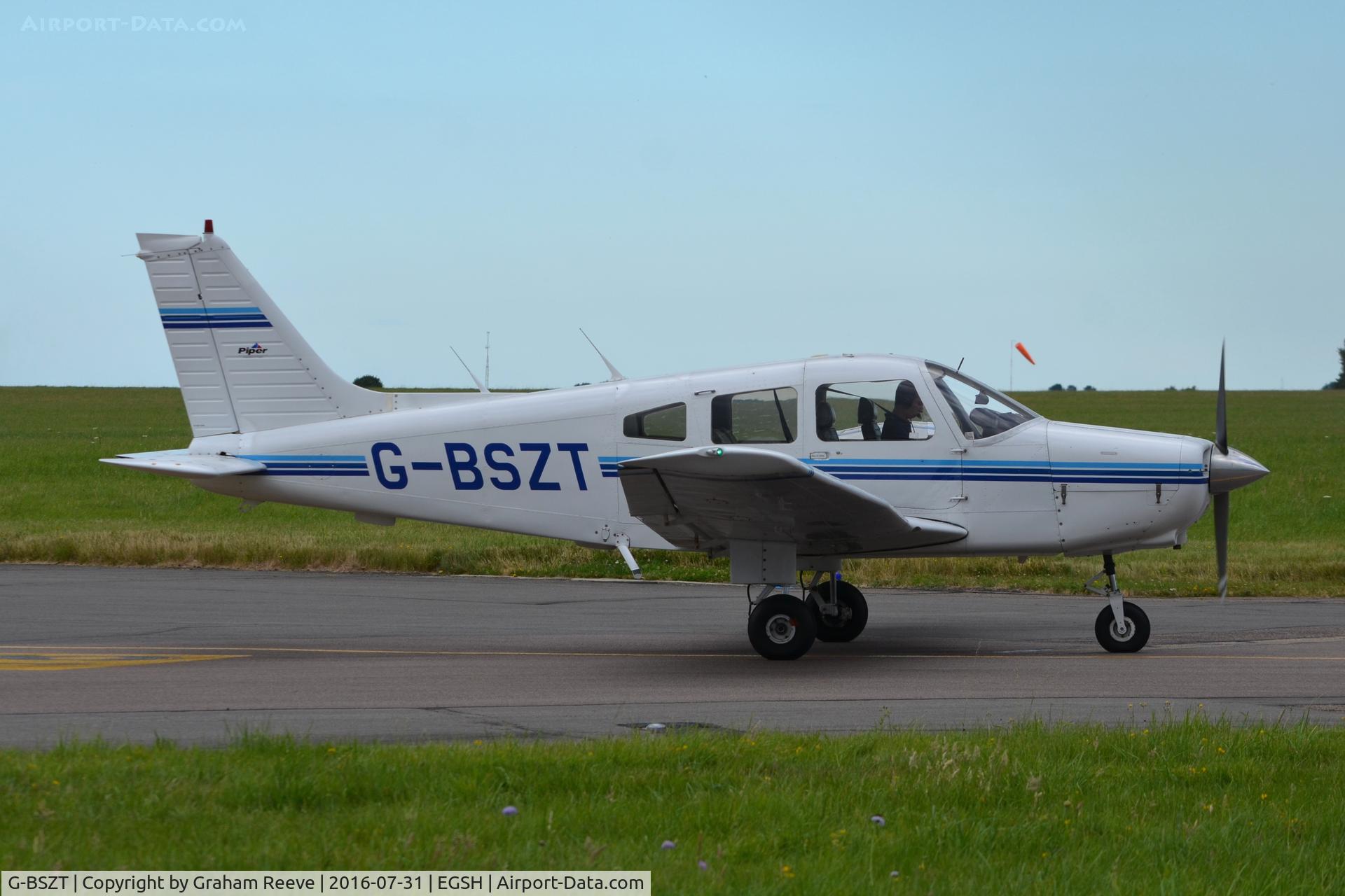 G-BSZT, 1981 Piper PA-28-161 Warrior II C/N 28-8116027, Departing from Norwich.