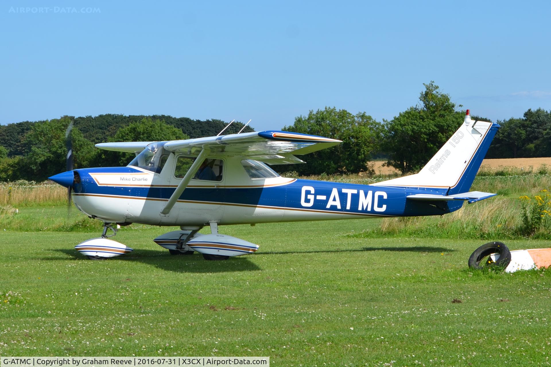 G-ATMC, 1966 Reims Cessna F150F C/N 0020, Departing from Northrepps.
