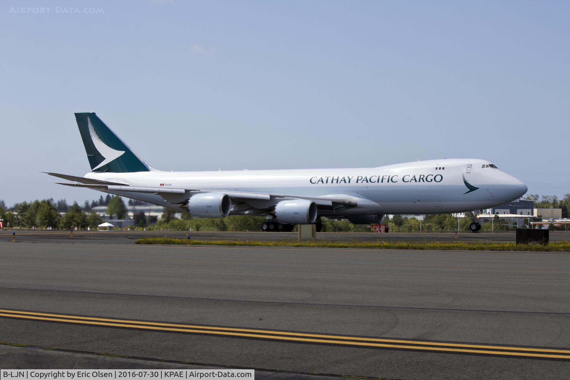 B-LJN, 2016 Boeing 747-867F/SCD C/N 62823, 747 starting a high speed taxi test.