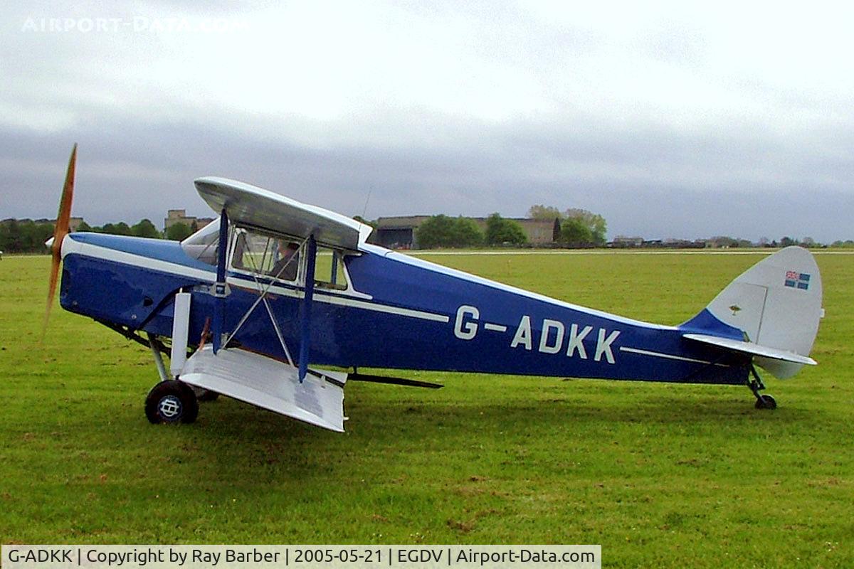 G-ADKK, 1935 De Havilland DH.87B Hornet Moth C/N 8033, De Havilland DH.87B Hornet Moth [8033] Hullavington~G 21/05/2005. Flag now added to tail. 