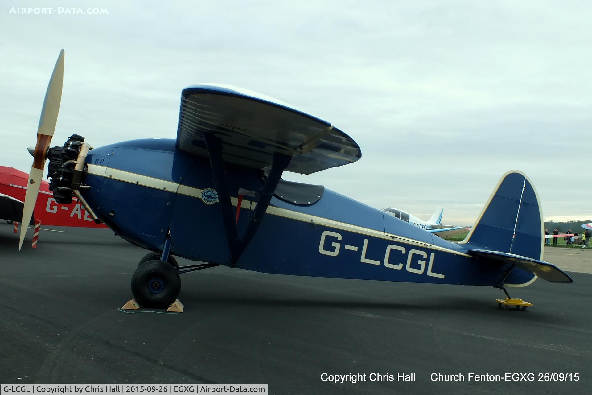G-LCGL, 1993 Comper CLA7 Swift Replica C/N PFA 103-11089, at the Yorkshire Airshow