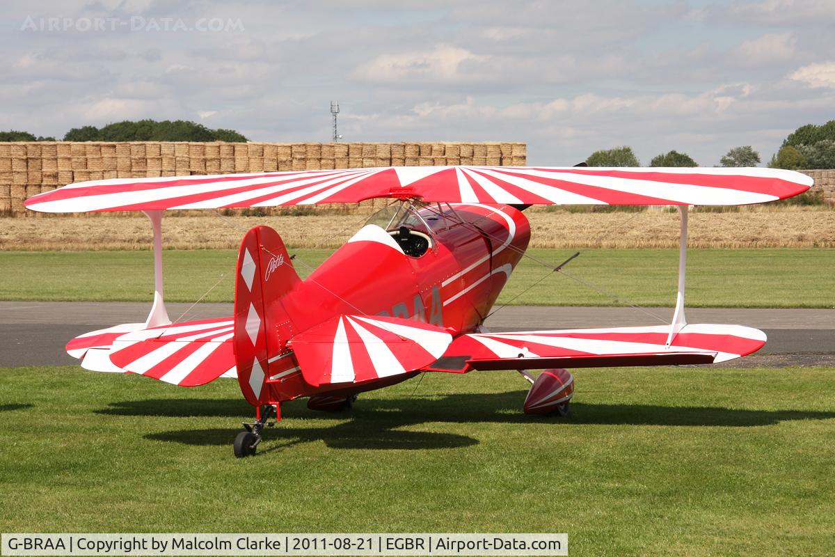 G-BRAA, 1965 Pitts S-1C Special C/N 101-GM, Pitts S-1C at The Real Aeroplane Company's Summer Madness Fly-In, Breighton Airfield, August 21st 2011.