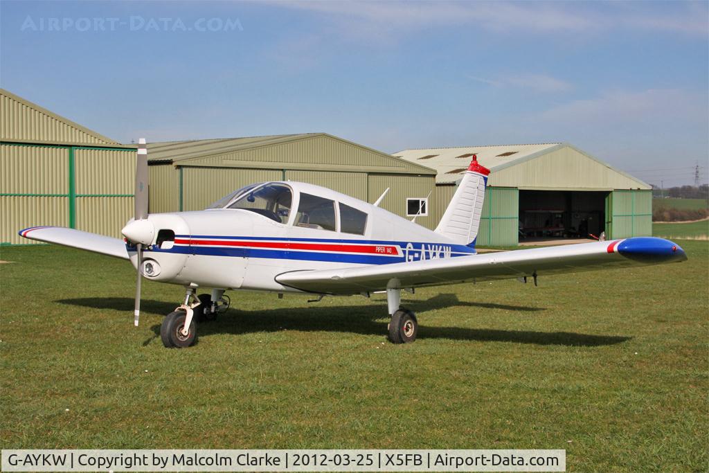 G-AYKW, 1970 Piper PA-28-140 Cherokee C/N 28-26931, Piper PA-23-250 Aztec at Fishburn Airfield, March 25th 2012.