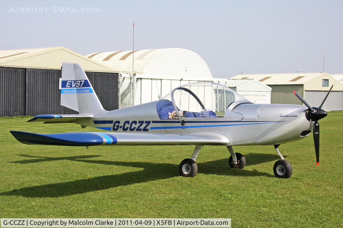 G-CCZZ, 2004 Aerotechnik EV-97 Eurostar C/N PFA 315-14158, Aerotechnik EV-97 Eurostar at Fishburn Airfield, April 9th 2011.