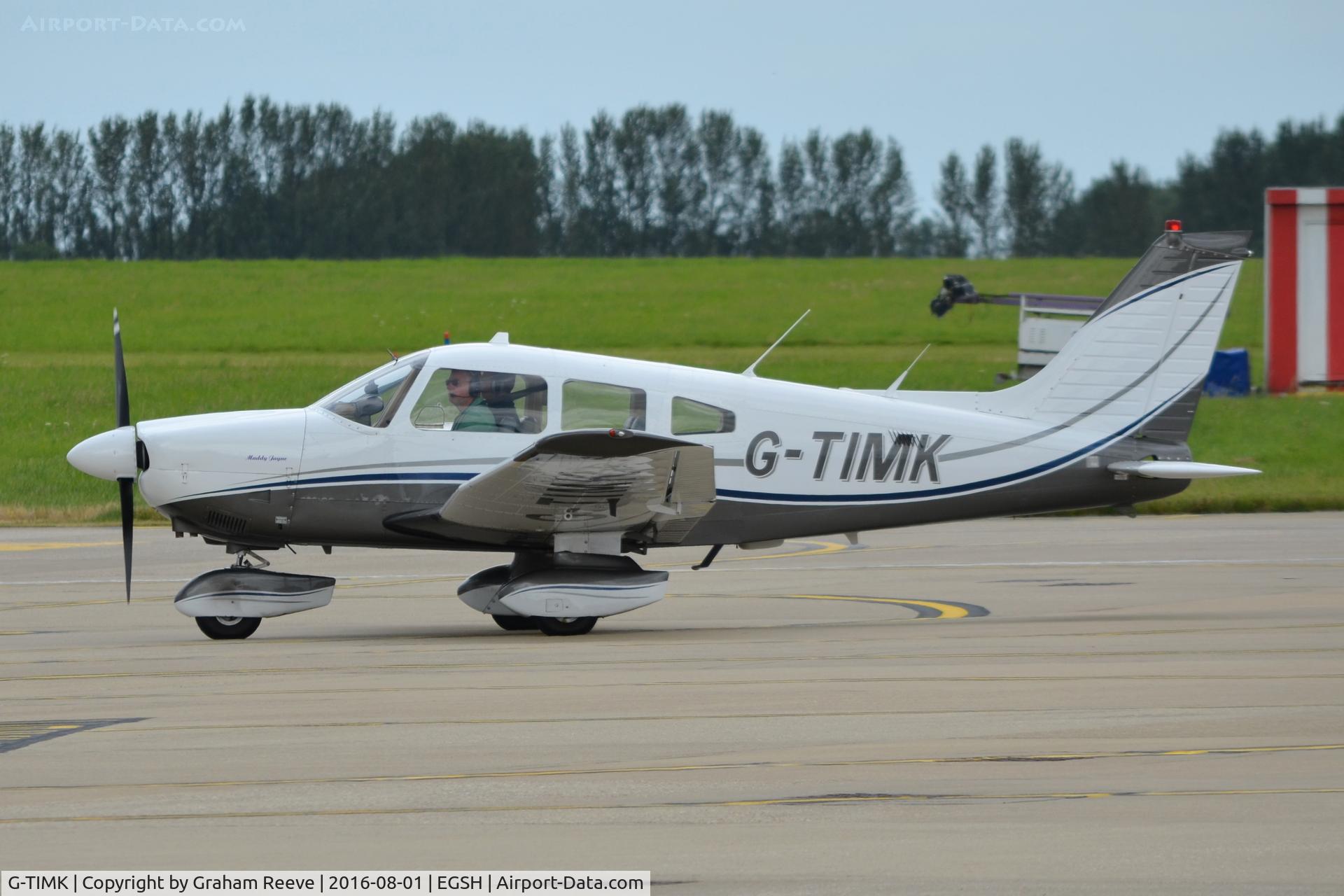 G-TIMK, 1980 Piper PA-28-181 Cherokee Archer II C/N 28-8090214, Just landed at Norwich.