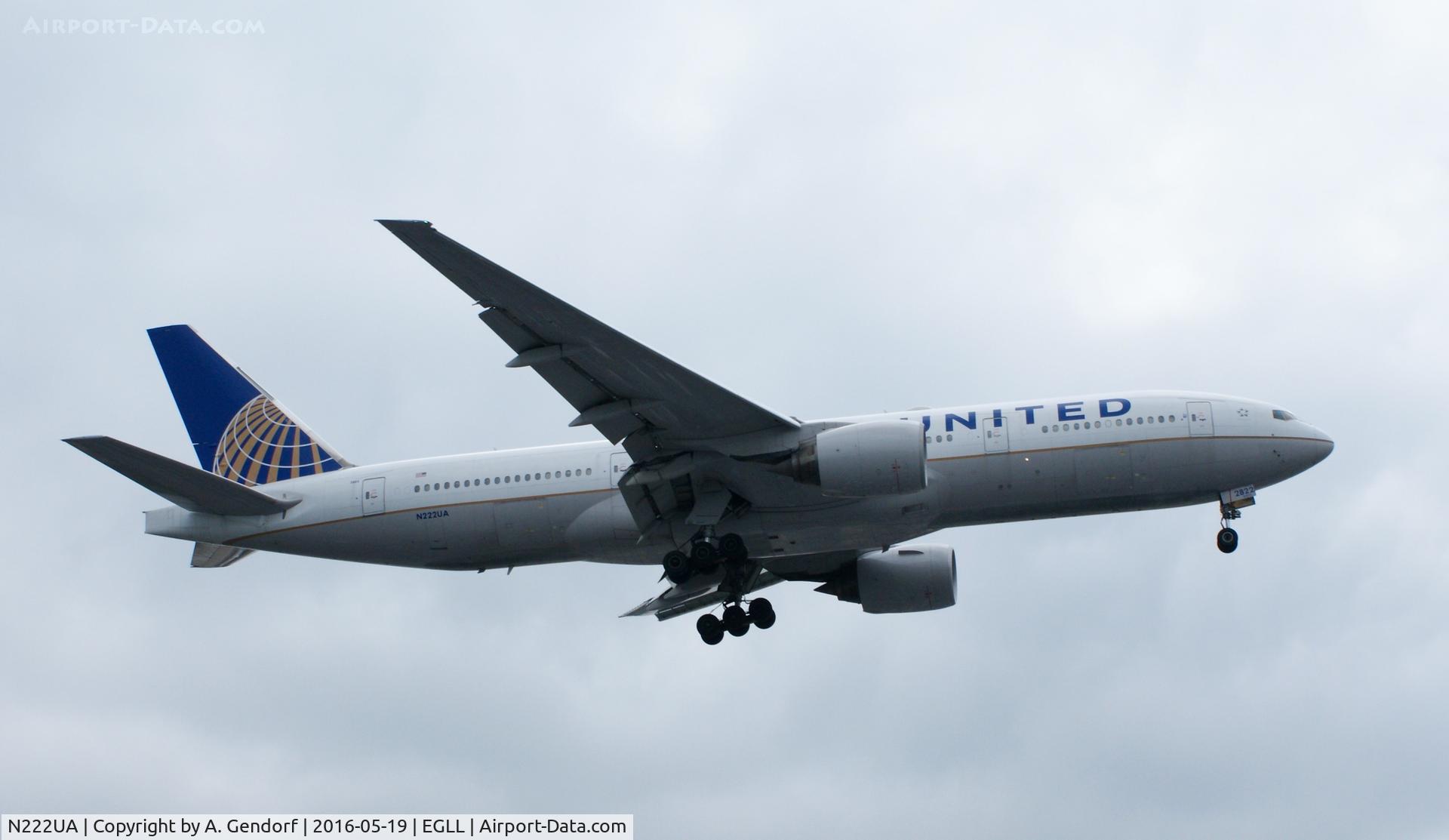 N222UA, 2001 Boeing 777-222 C/N 30553, United, is here landing at London Heathrow(EGLL)