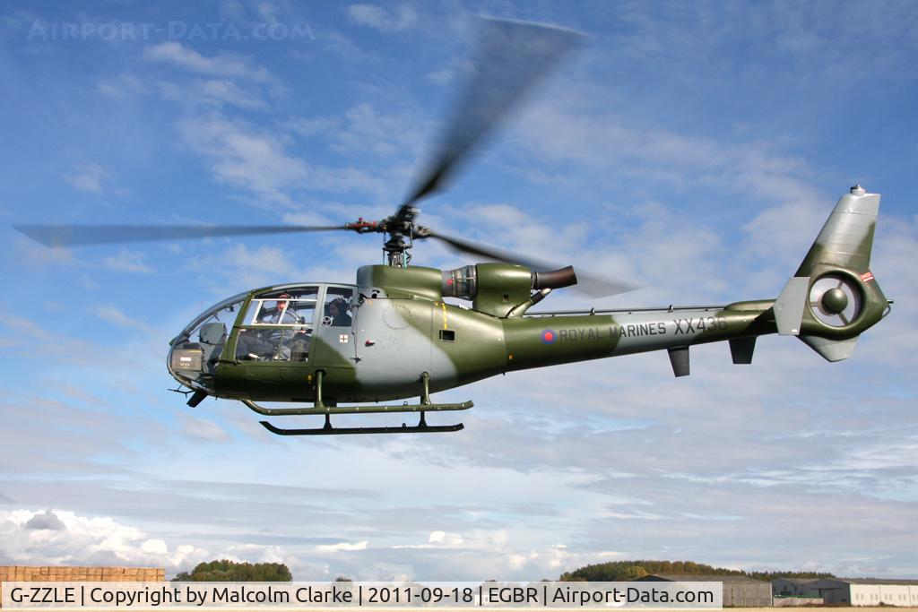 G-ZZLE, 1976 Westland SA-341C Gazelle HT2 C/N WA1402, Westland SA-341C Gazelle HT2 at The Real Aeroplane Company's Helicopter Fly-In, September 18th 2011.