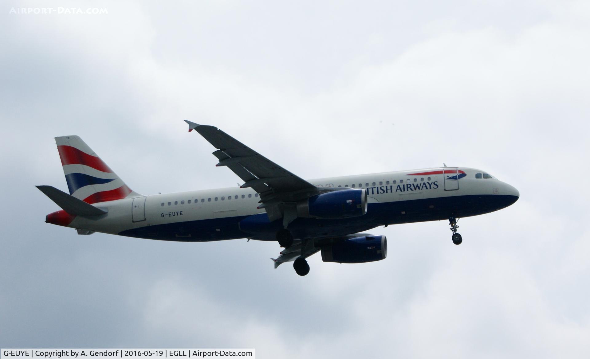 G-EUYE, 2009 Airbus A320-232 C/N 3912, British Airways, seen here on short finals RWY 27R at London Heathrow(EGLL)