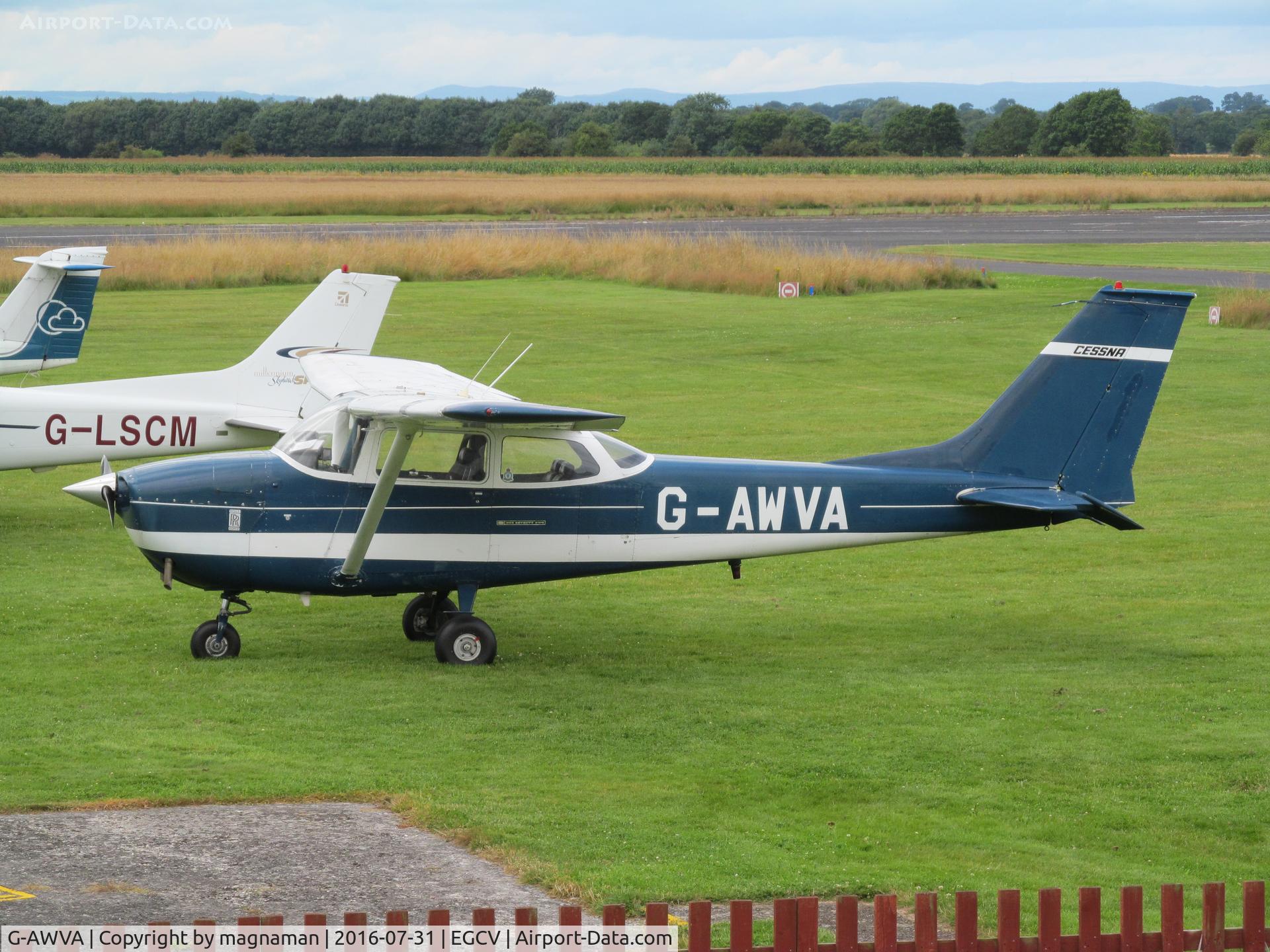 G-AWVA, 1968 Reims F172H Skyhawk C/N 0597, from café balcony under control tower