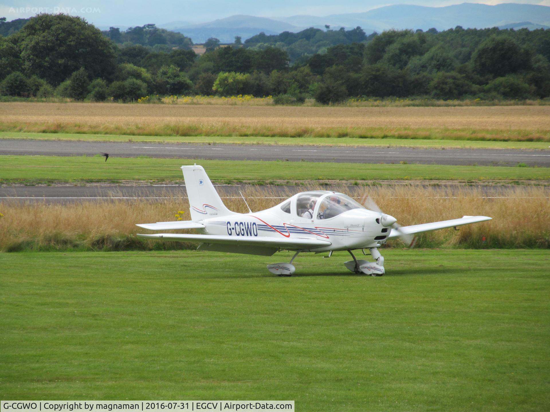 G-CGWO, 2011 Tecnam P-2002JF Sierra C/N 168, just landed and entering parking apron