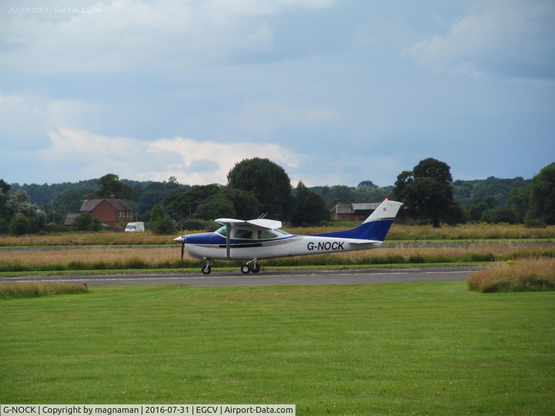 G-NOCK, 1979 Reims FR182 Skylane RG C/N 0036, landed and headed straight to hangars