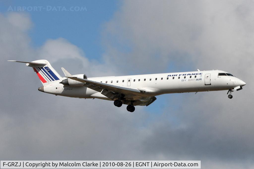 F-GRZJ, Canadair CRJ-702 (CL-600-2C10) Regional Jet C/N 10096, Canadair CL-600-2C10 Regional Jet CRJ-702 on approach to 07 at Newcastle Airport, August 26th 2010.