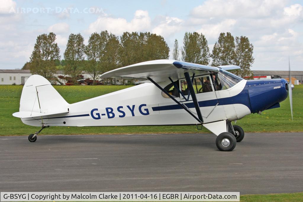G-BSYG, 1947 Piper PA-12 Super Cruiser C/N 12-2106, Piper PA-12 at Breighton Airfield in April 2011.