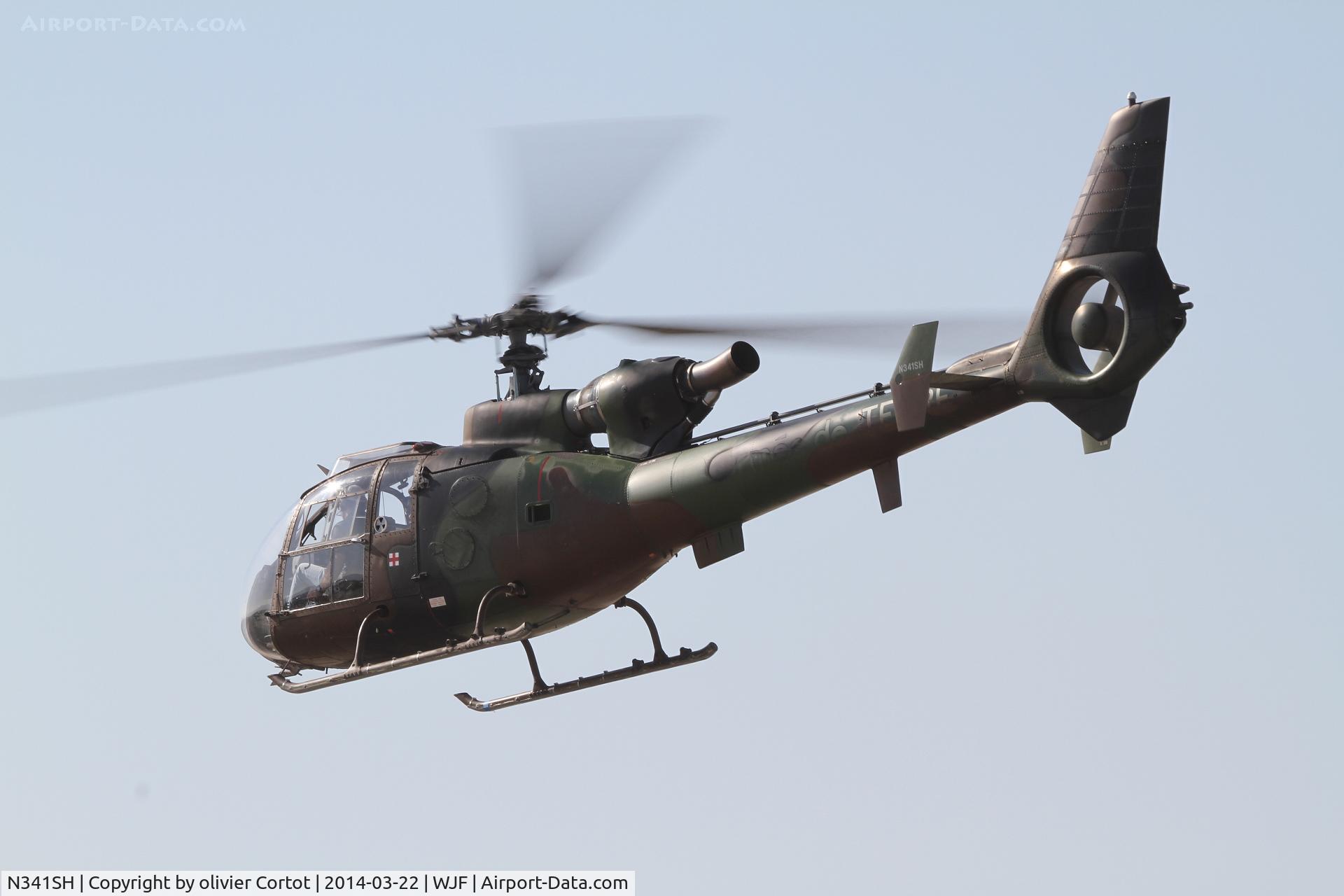 N341SH, 1977 Sud Aviation (Aérospatiale) SA-341F2 Gazelle C/N 1594, leaving LA county airshow