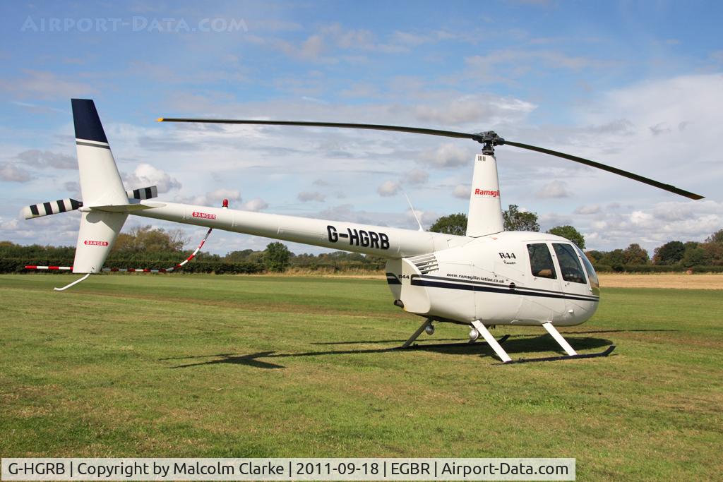G-HGRB, 2000 Robinson R44 Raven C/N 0776, Robinson R44 Raven at The Real Aeroplane Company's Helicopter Fly-In, Breighton Airfield, September 2011.