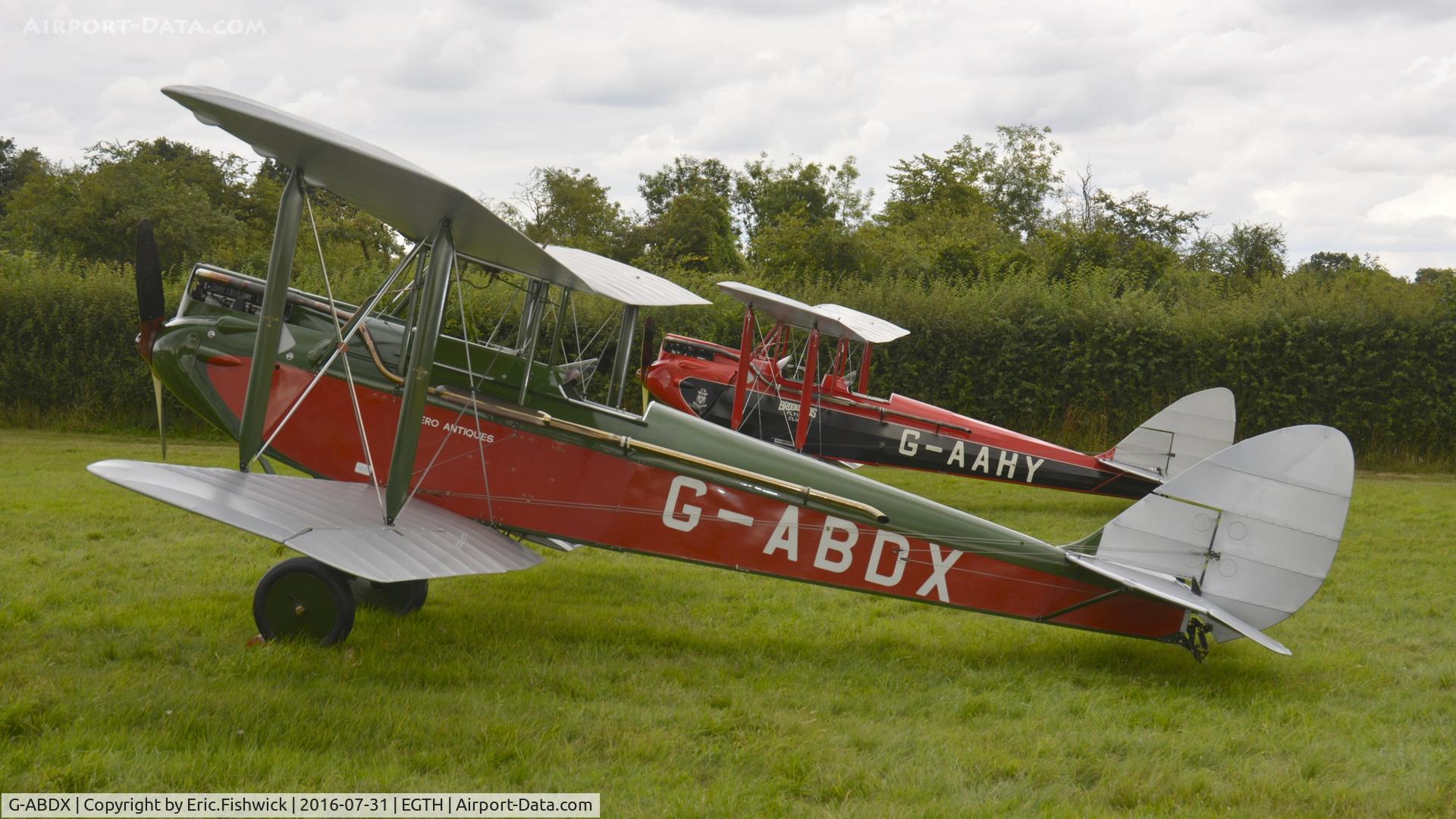 G-ABDX, 1931 De Havilland DH.60G Gipsy Moth C/N 1294, 5. G-ABDX with AAHY (immaculate DH.60 pair) at 'A Gathering of Moths,' Old Warden Aerodrome, Beds.
