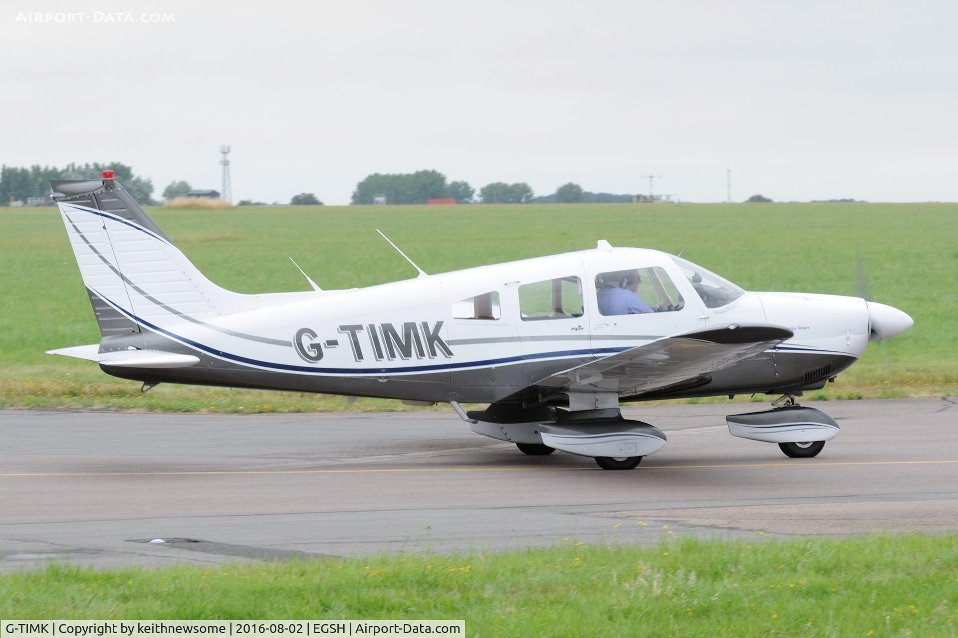 G-TIMK, 1980 Piper PA-28-181 Cherokee Archer II C/N 28-8090214, Leaving Norwich.