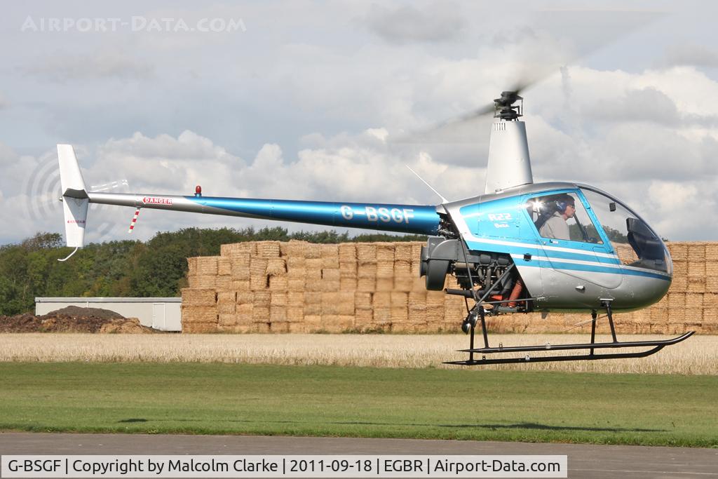 G-BSGF, 1990 Robinson R22 Beta C/N 1383, Robinson R.22 Beta at The Real Aeroplane Company's Helicopter Fly-In, Breighton Airfield, September 2011.