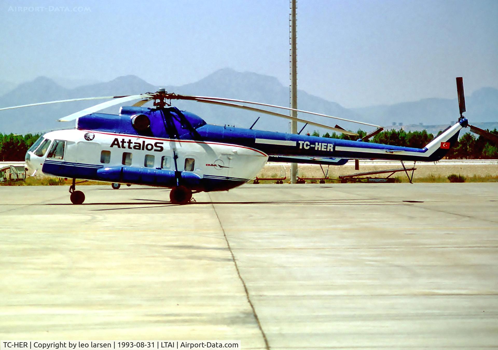 TC-HER, 1981 MIL Mi-8P C/N 80 27, Antalya 31.7.93