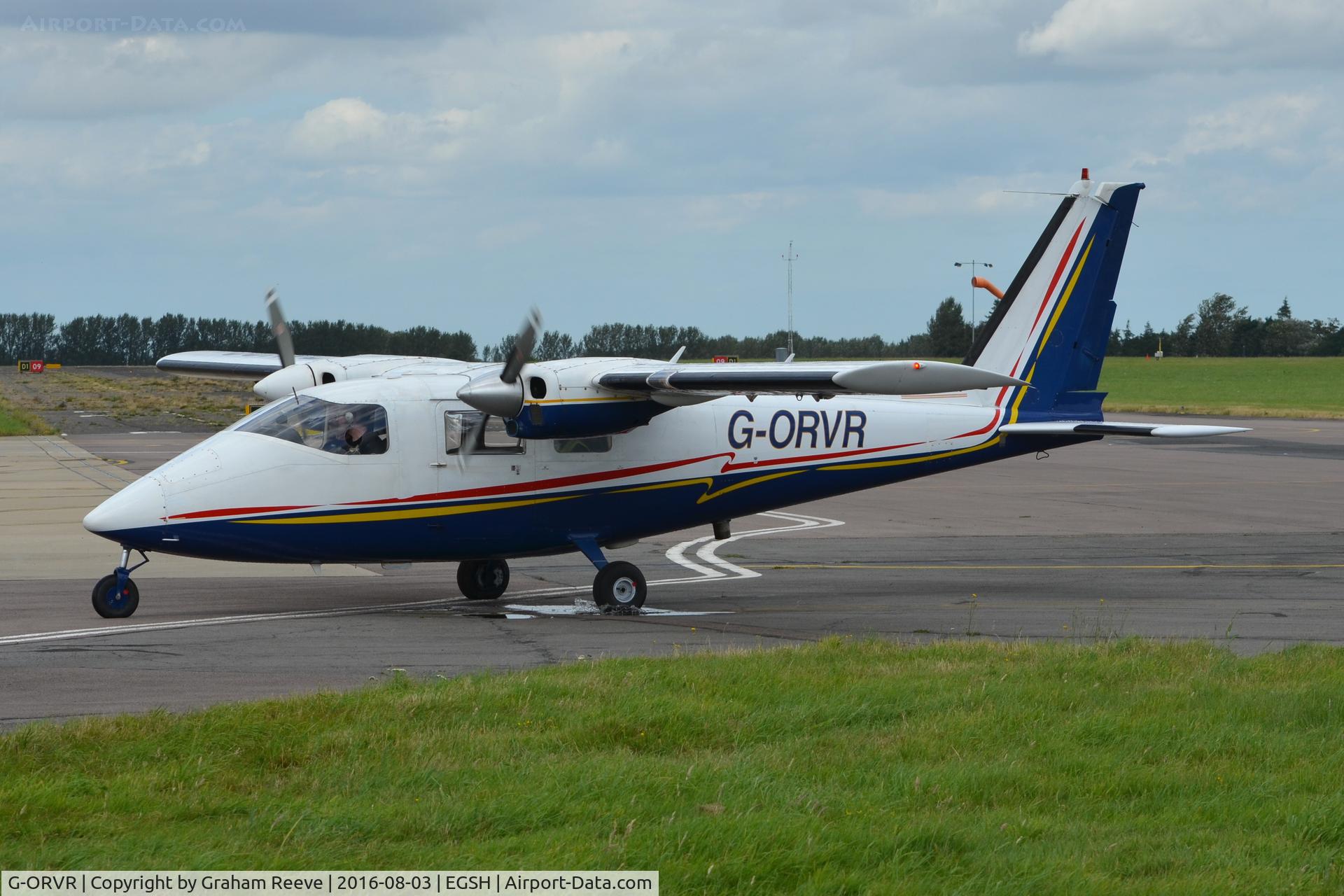 G-ORVR, 1977 Partenavia P-68B Victor C/N 115, Just landed at Norwich.