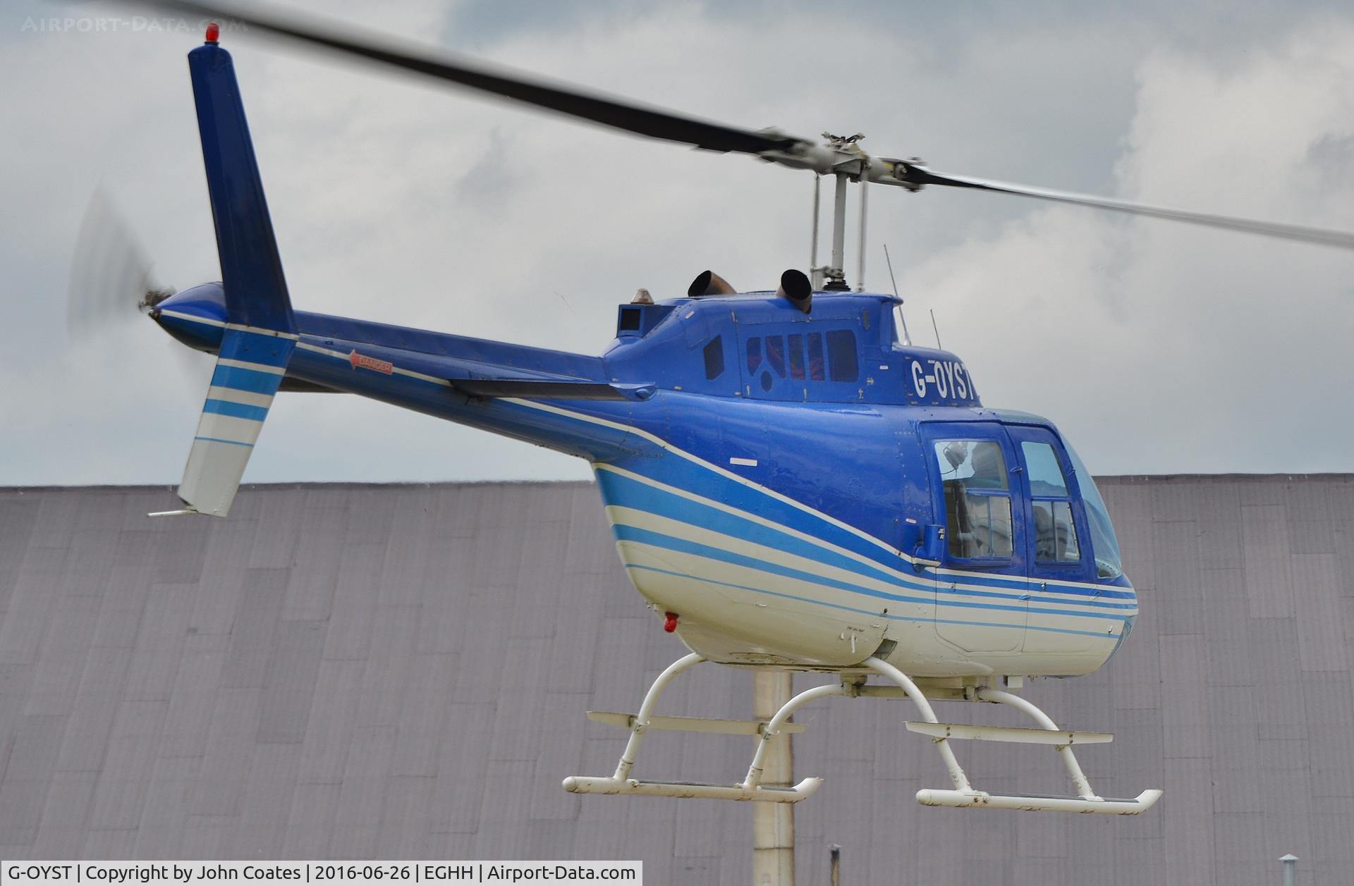 G-OYST, 1975 Agusta AB-206B JetRanger II C/N 8440, Departing Bliss Avn