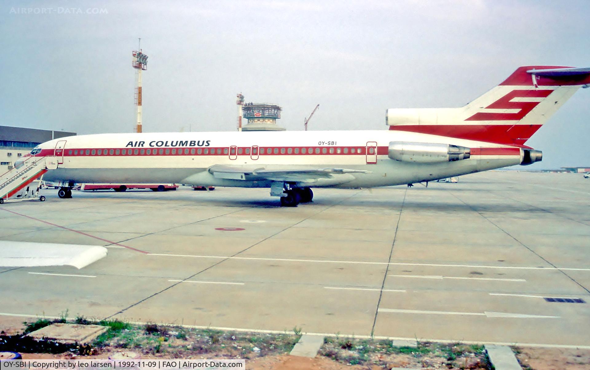 OY-SBI, 1983 Boeing 727-270 C/N 23052, Faro 9.11.92 duing lease to Air Columbus