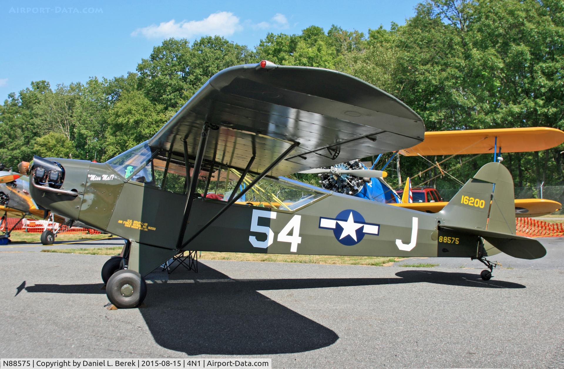 N88575, 1946 Piper J3C-65 Cub Cub C/N 16200, Previously, I saw this aircraft at the Mid Atlantic Air Museum in Pennsylvania.  Now, I finally had the chance to admire this beautiful restoration close up.