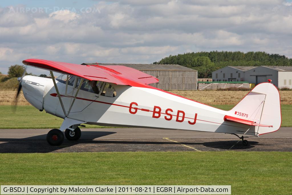 G-BSDJ, 1941 Piper J-4E Cub Coupe C/N 4-1456, Piper J-4E Cub Coupe at The Real Aeroplane Company's Summer Fly-In, Breighton Airfield, August 21st 2011.