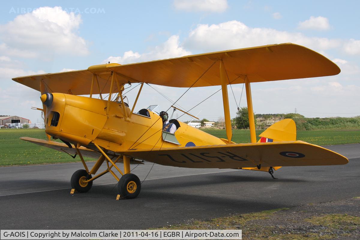 G-AOIS, 1939 De Havilland DH-82A Tiger Moth II C/N 83034, De Havilland DH-82A Tiger Moth II at Breighton Airfield, April 2011.