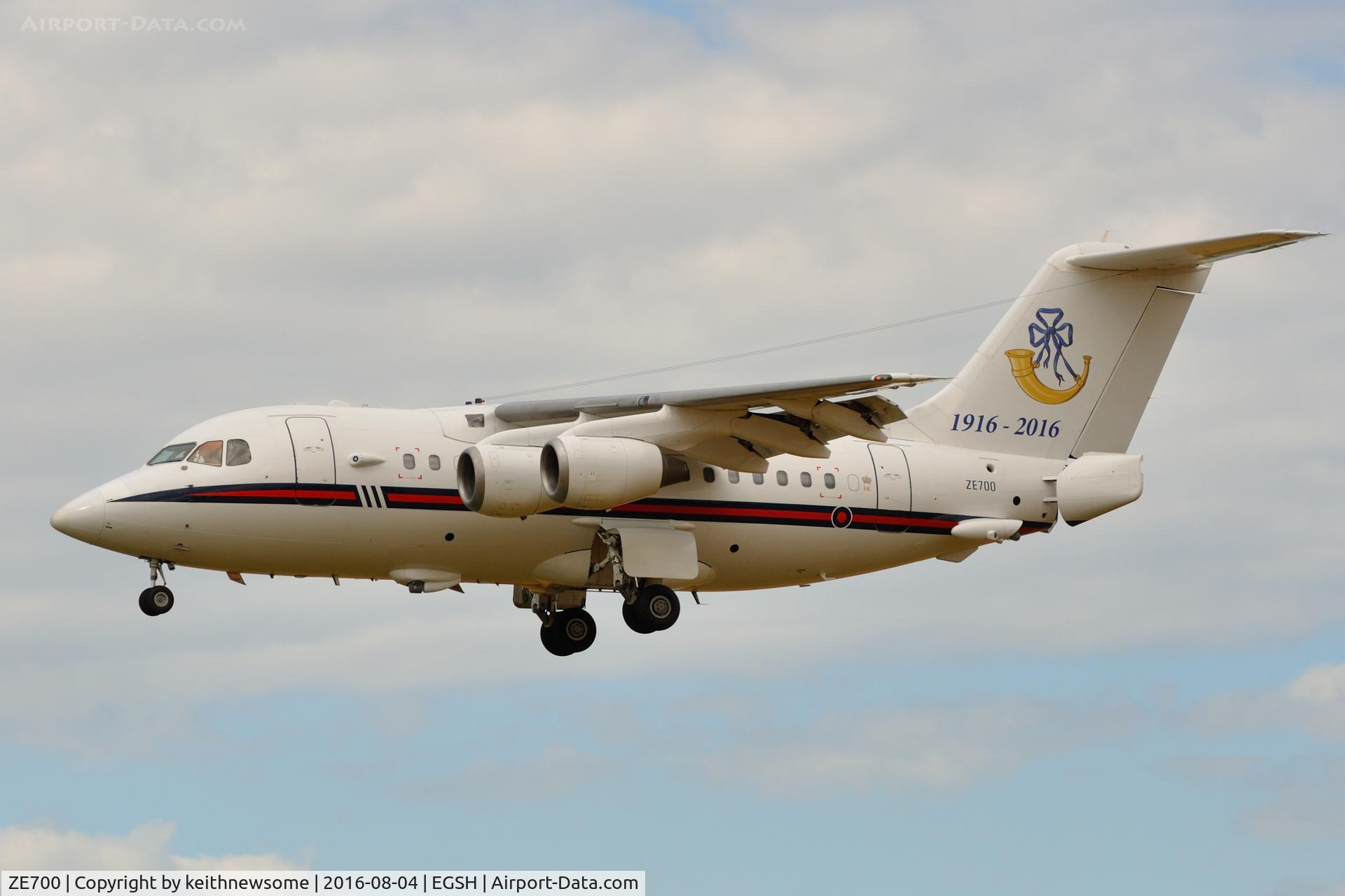 ZE700, 1984 British Aerospace BAe.146-100 CC.2 C/N E1021, One of two low approach's this afternoon.