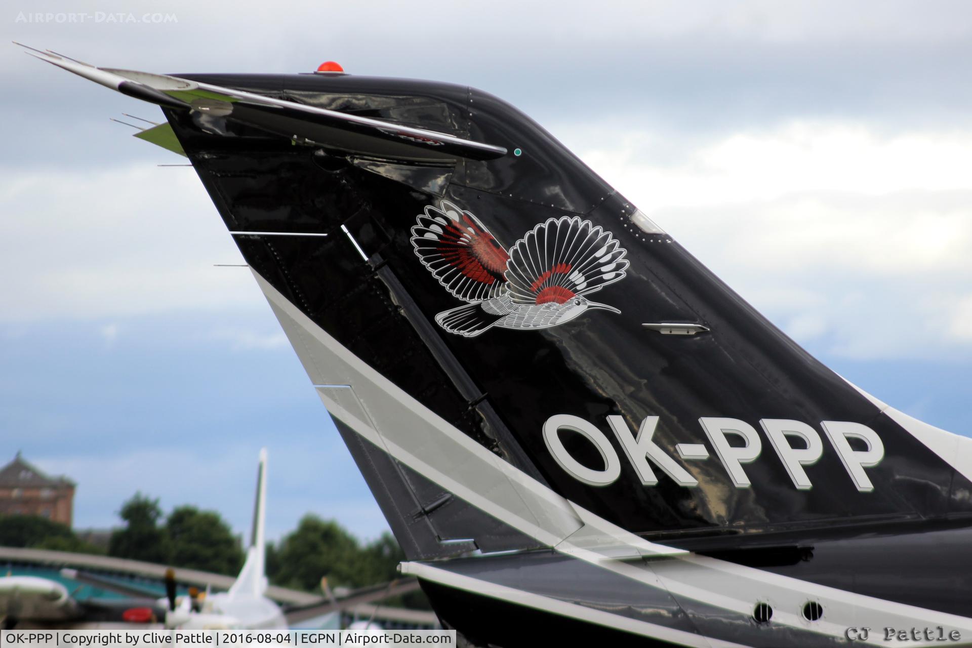 OK-PPP, 2004 Raytheon Hawker 400XP C/N RK-385, Tail art detail parked up at Dundee Riverside EGPN