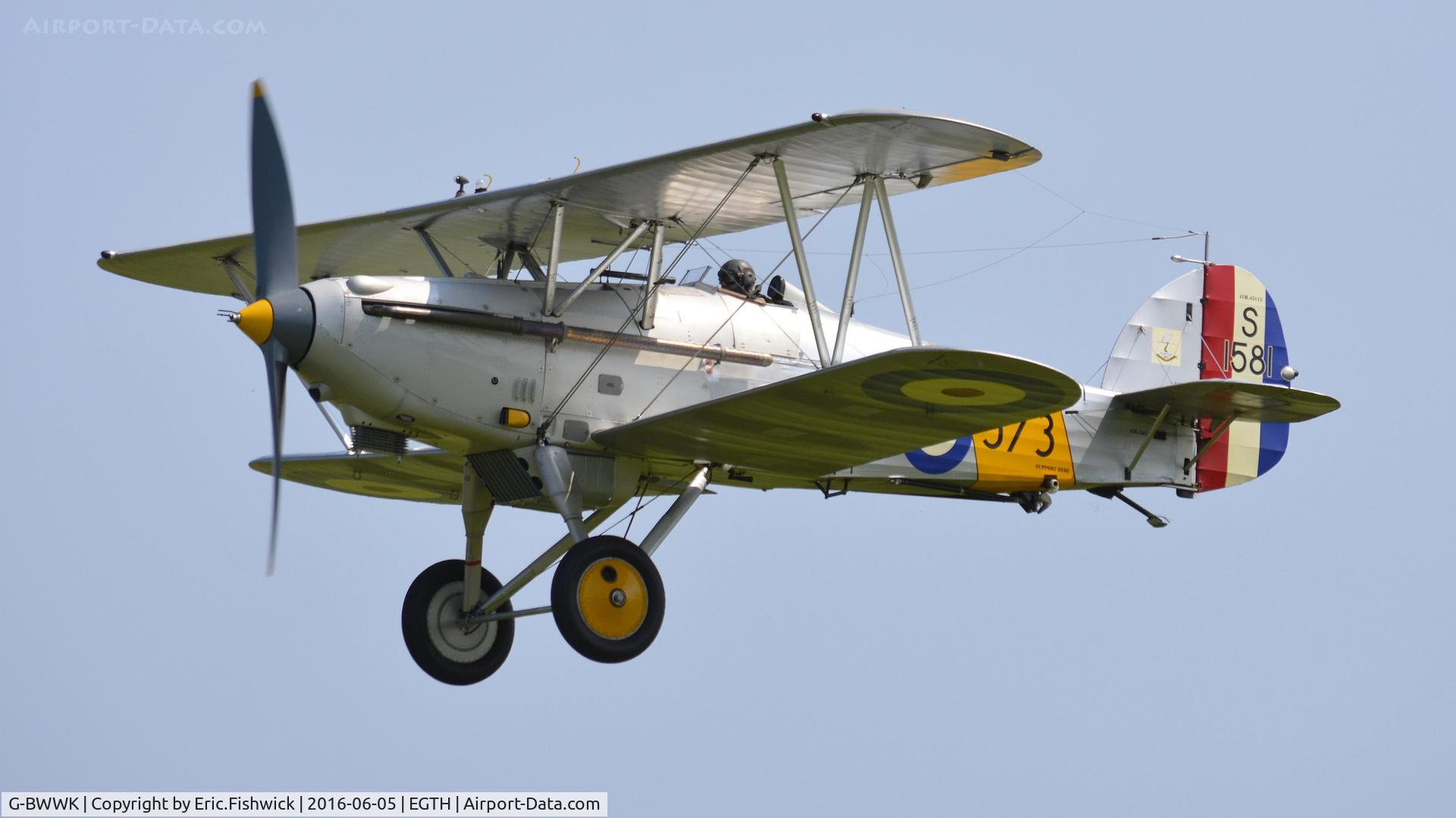 G-BWWK, 1932 Hawker Nimrod I C/N 41H-43617, 43. G-BWWK in display mode at Shuttleworth Collection's 'Fly Navy,' June 2016.