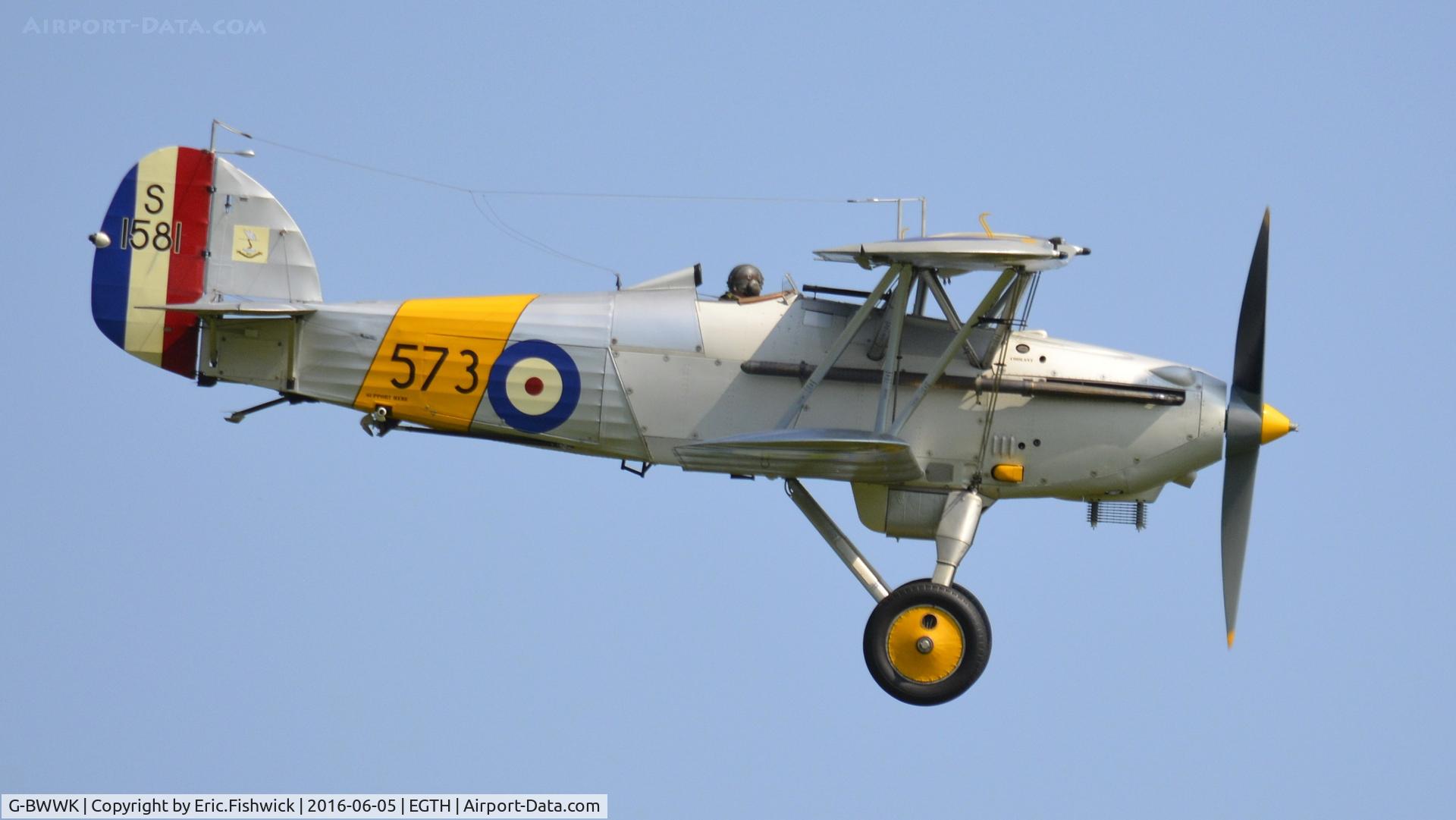 G-BWWK, 1932 Hawker Nimrod I C/N 41H-43617, 42. G-BWWK in display mode at Shuttleworth Collection's 'Fly Navy,' June 2016.