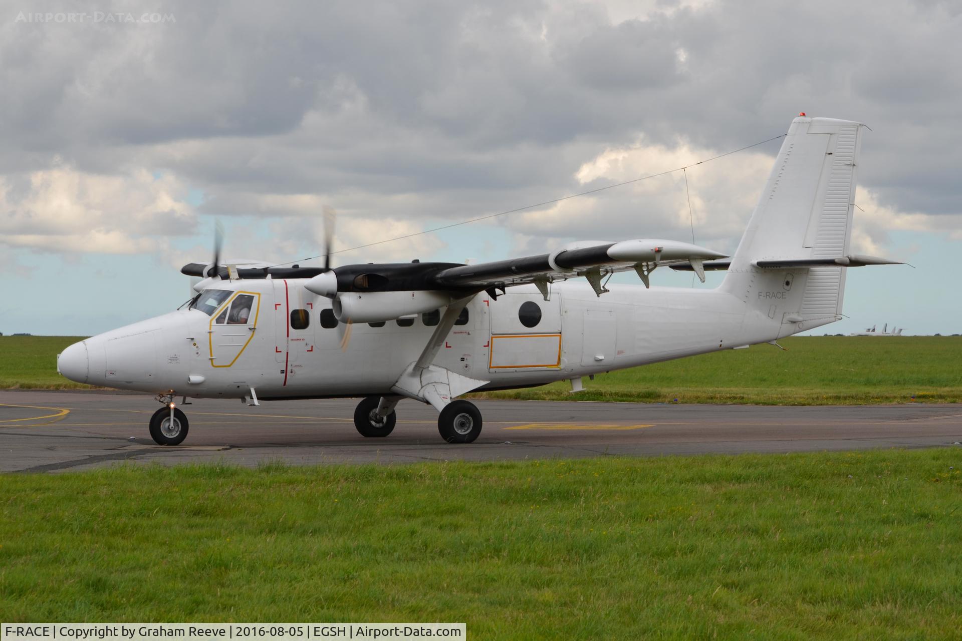 F-RACE, De Havilland Canada DHC-6-300 Twin Otter C/N 300, Just landed at Norwich.