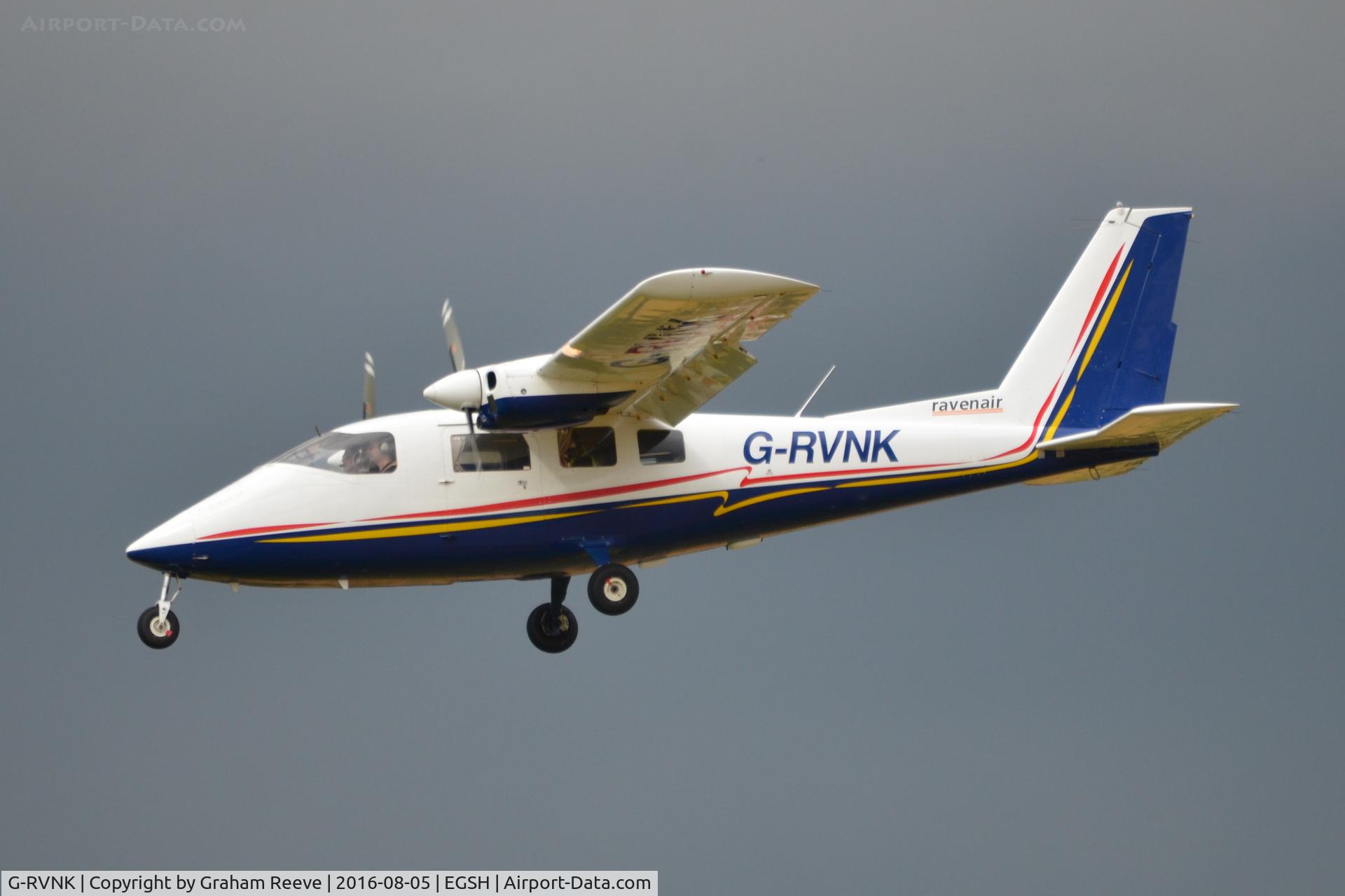 G-RVNK, 1979 Partenavia P-68B C/N 191, Landing at Norwich.