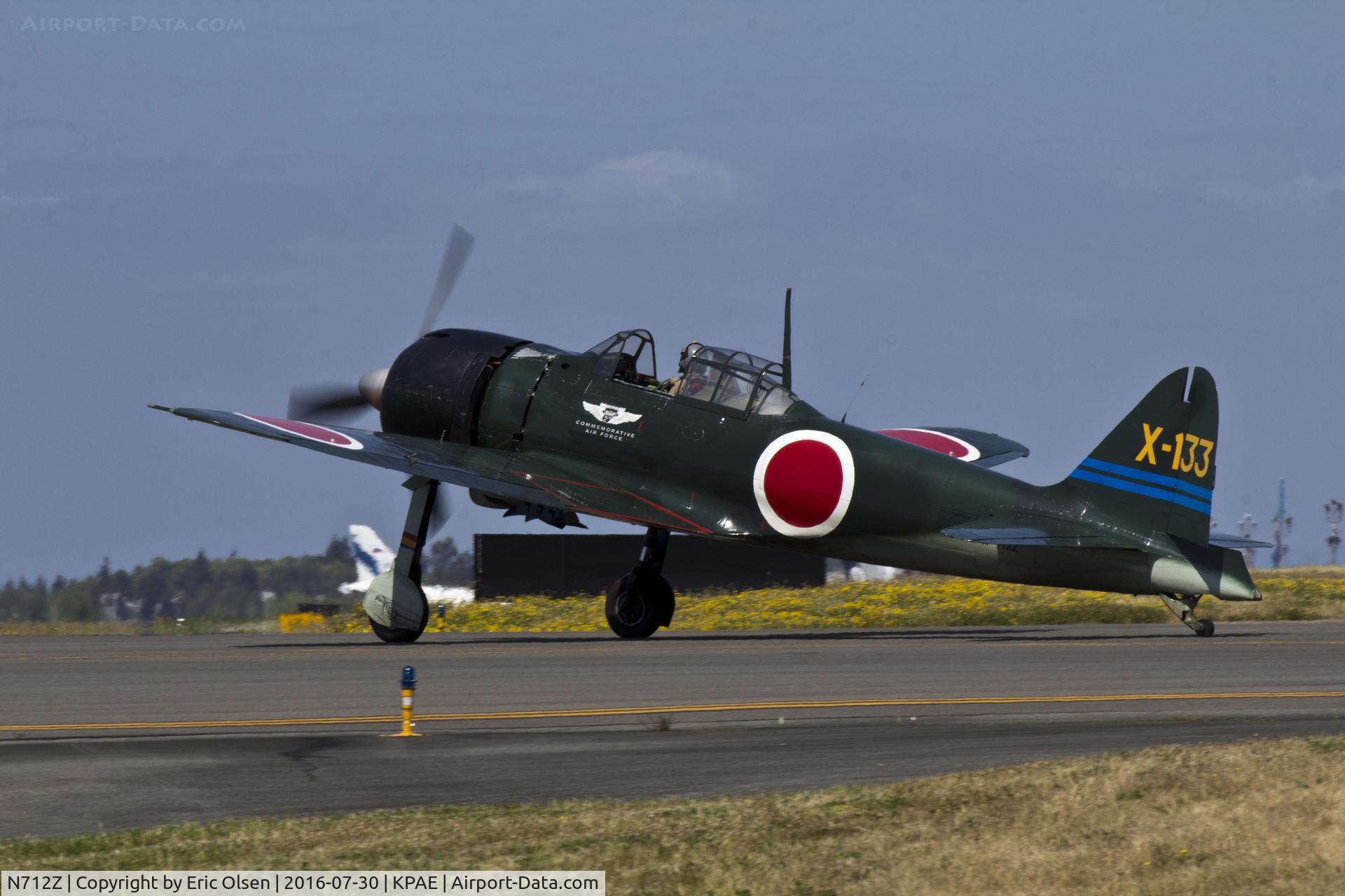 N712Z, 1942 Mitsubishi A6M3 Reisen (Zero) C/N 3869, A6M3 Zero taxing out during the 2016 FHC Skyfair.