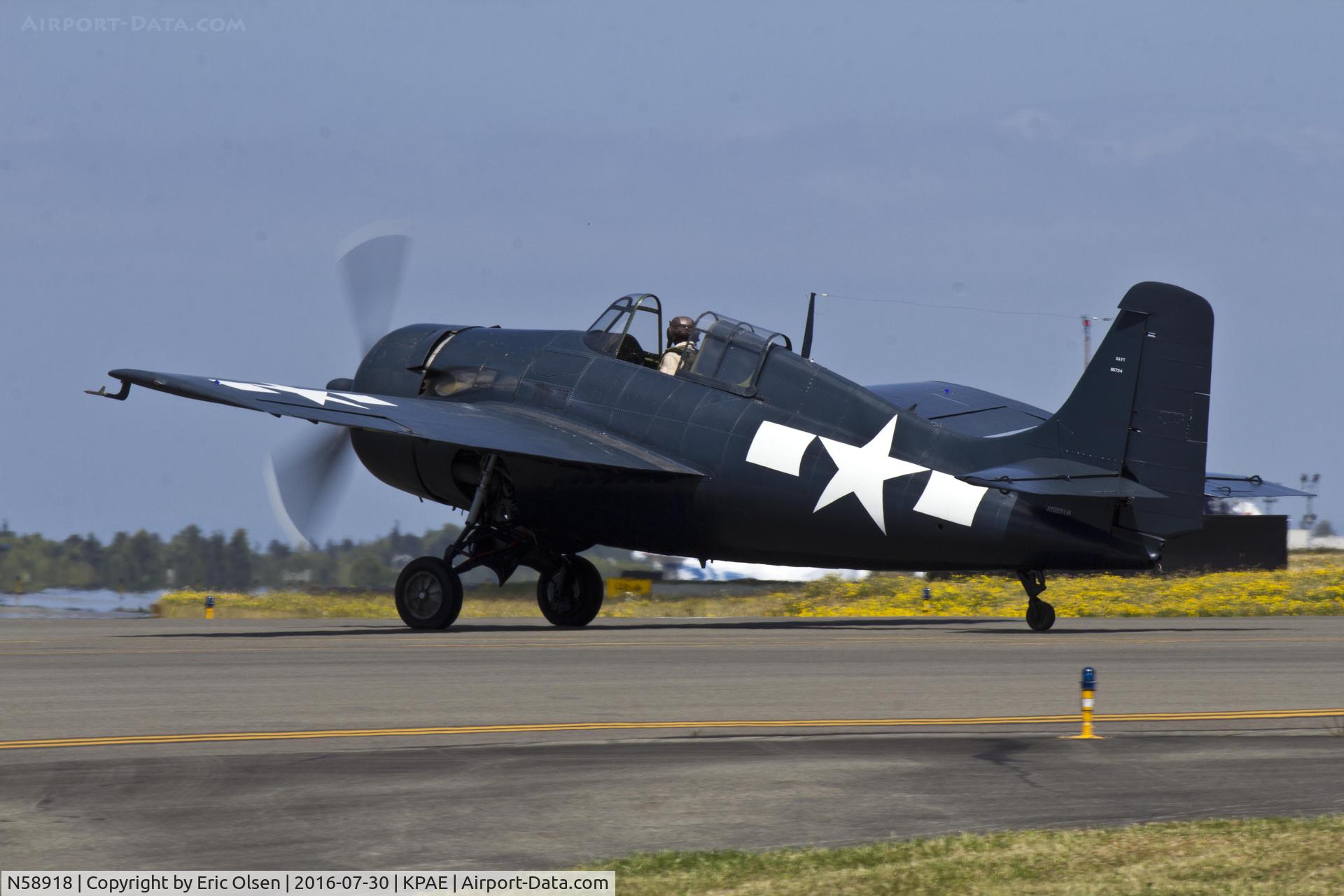N58918, 1945 General Motors (Grumman) FM-2 Wildcat C/N 5812, Wildcat taxing out to perform in the 2016 FHC Skyfair.