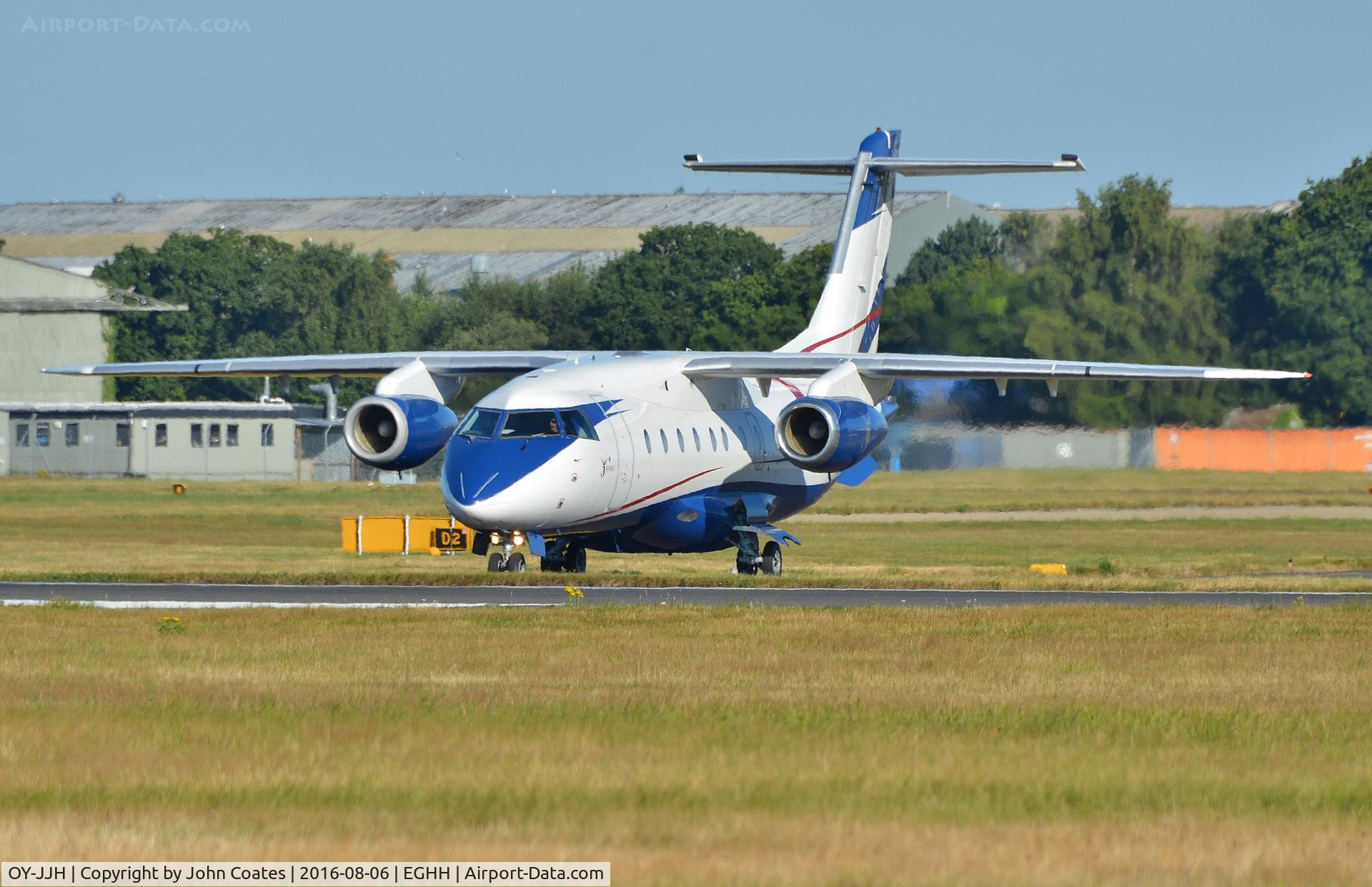 OY-JJH, 2001 Fairchild Dornier 328-300 328JET C/N 3171, Taxiing round to main apron on arrival