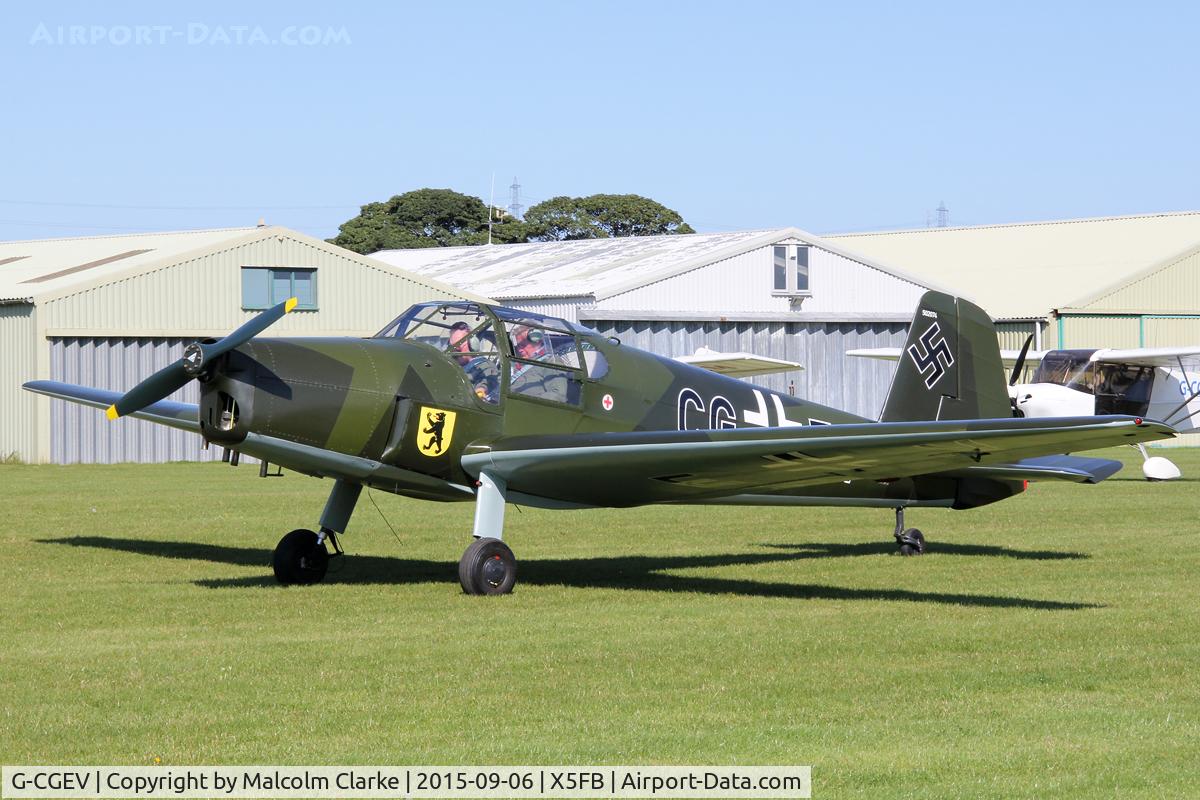 G-CGEV, 1970 Heliopolis Gomhouria Mk.6 (Bu-181) C/N 067, Bucker Bu-181D (Gomhouria 181 MK6), Fishburn Airfield, September 6th 2015.