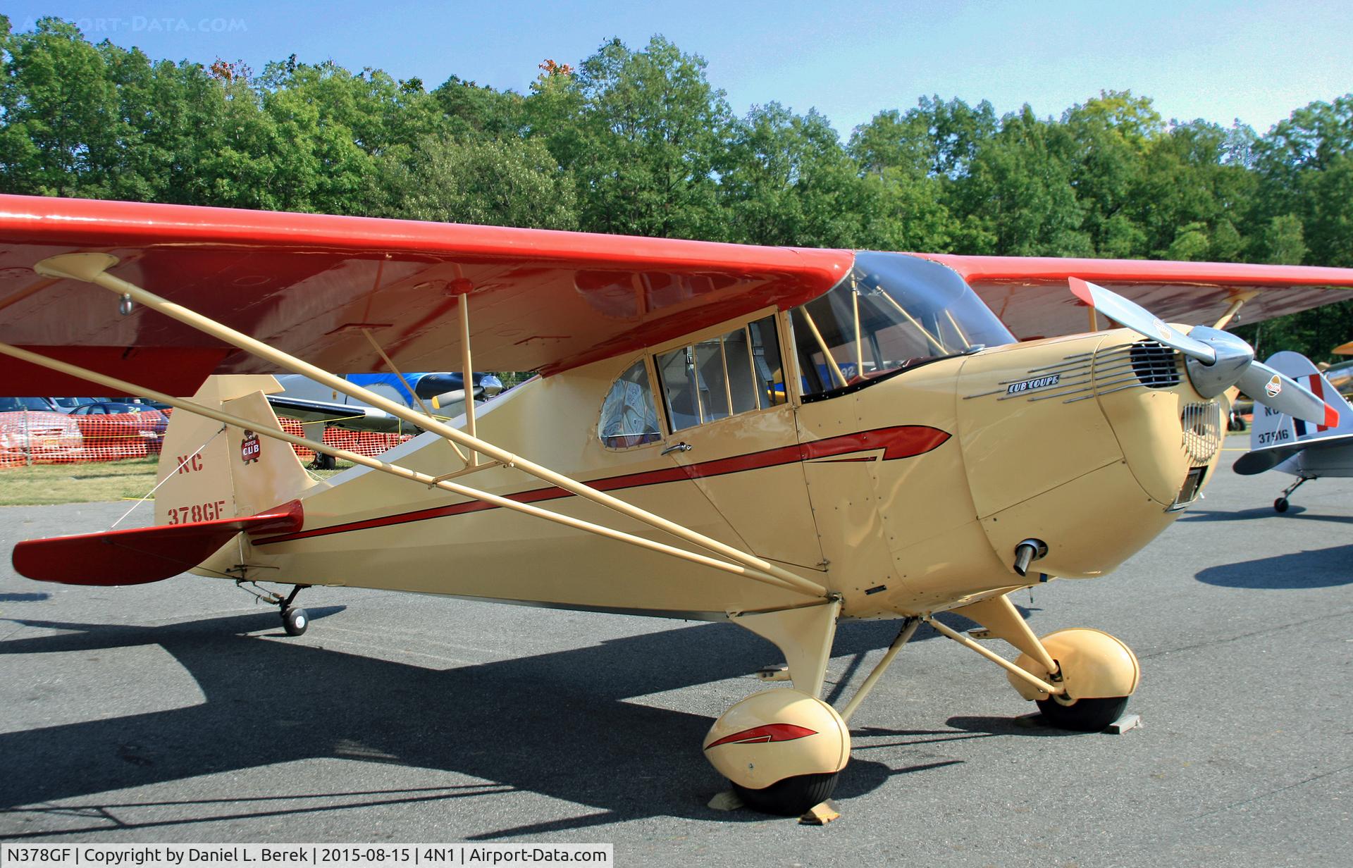 N378GF, Piper J4A C/N 4-1185, I was only too happy to give up watching some of the airshow performers to catch this beautiful aircraft.  This was also the first time I saw a Cub Coupe up close.