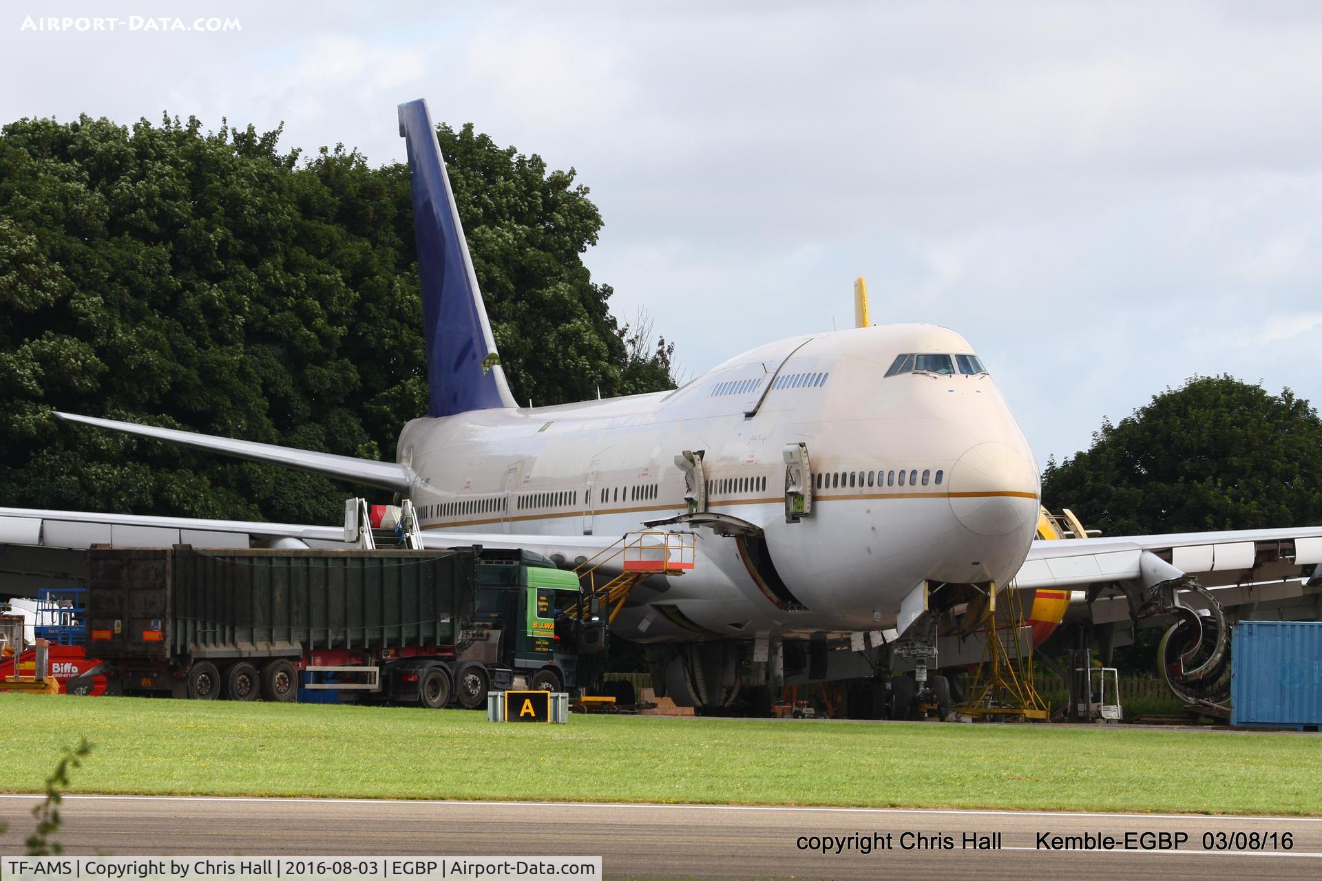 TF-AMS, 1990 Boeing 747-481 C/N 24920, in the scrapping area at Kemble