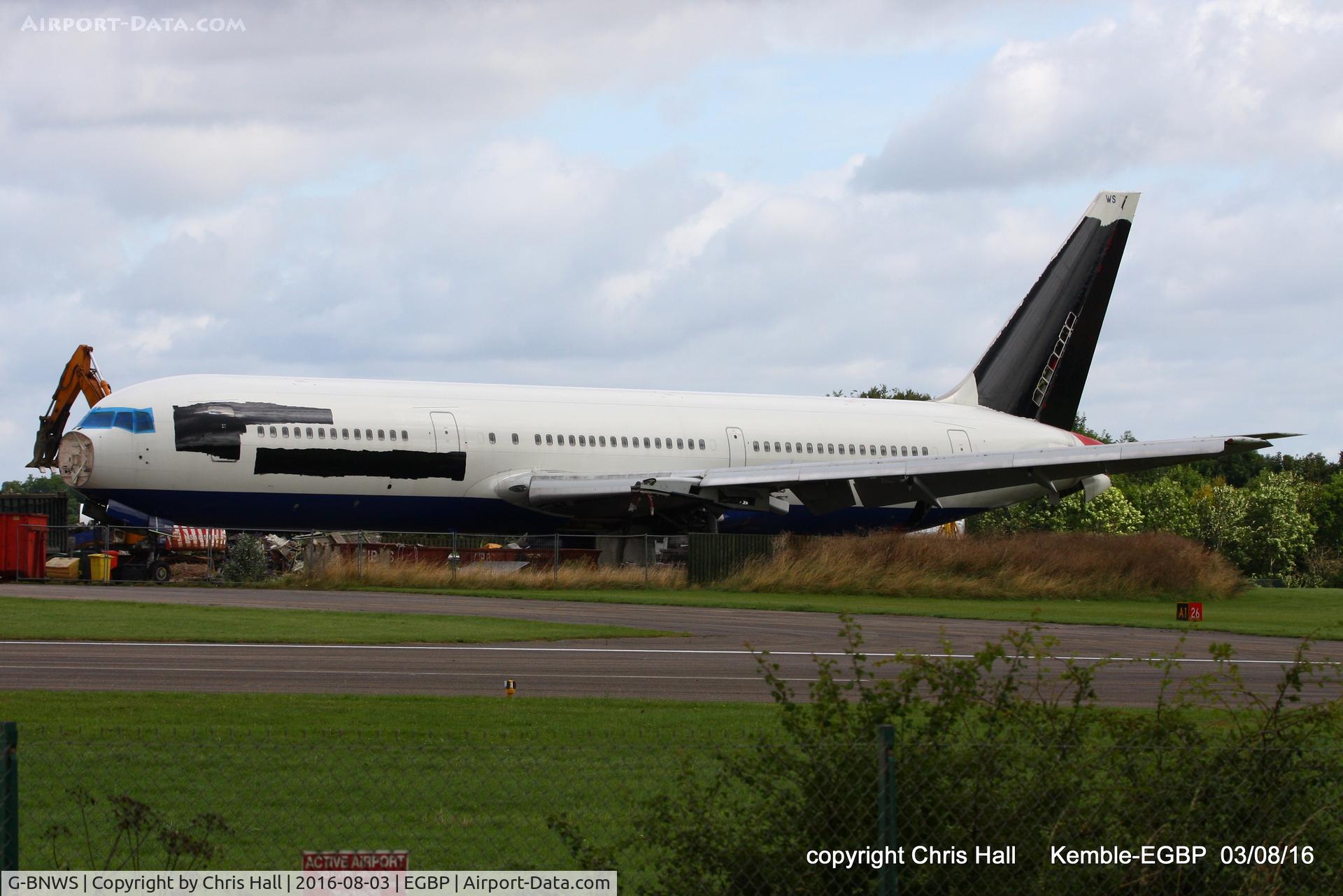 G-BNWS, 1992 Boeing 767-336 C/N 25826, in the scrapping area at Kemble