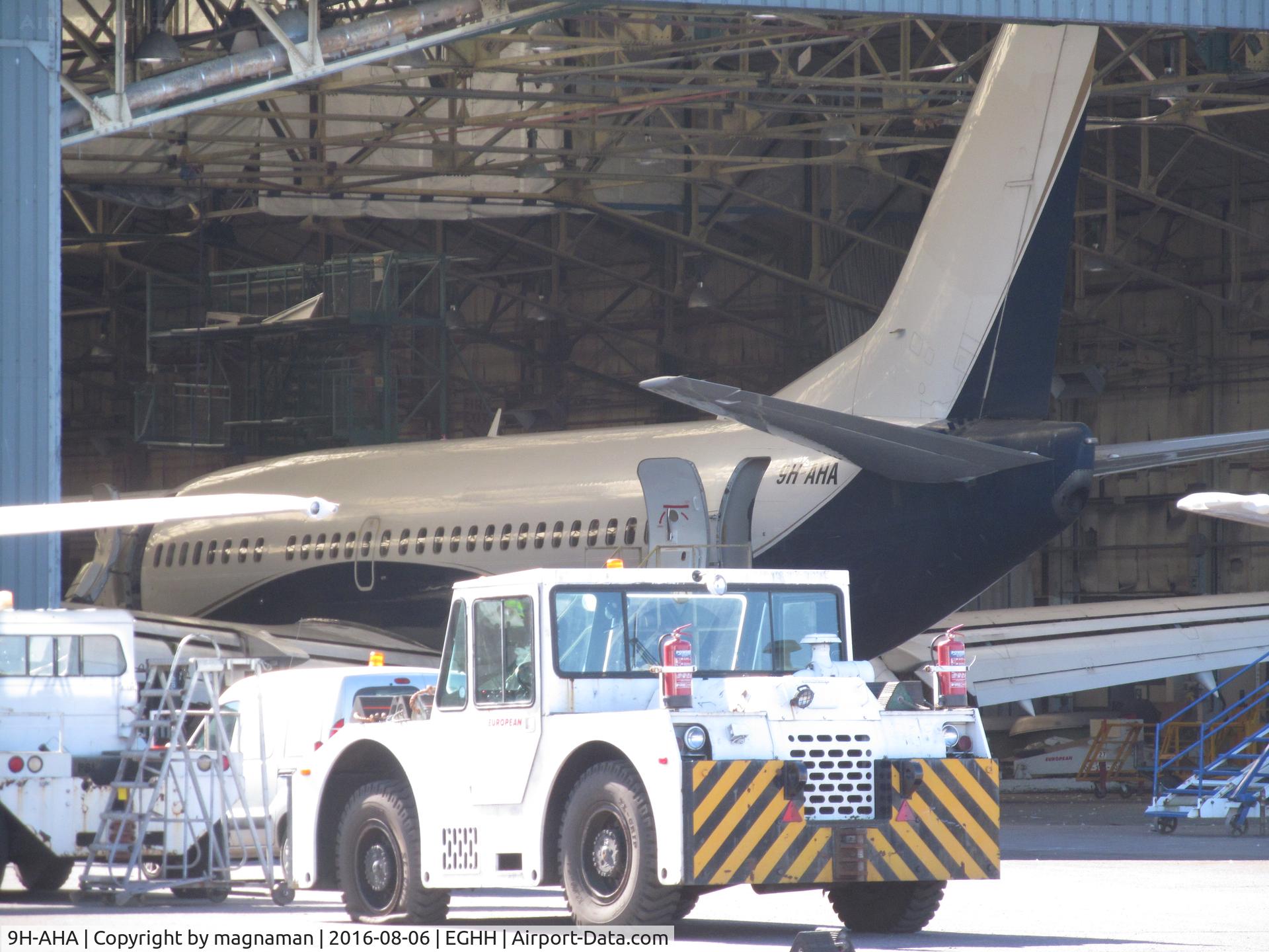 9H-AHA, 1991 Boeing 737-505 C/N 24647, In hangar at hurn