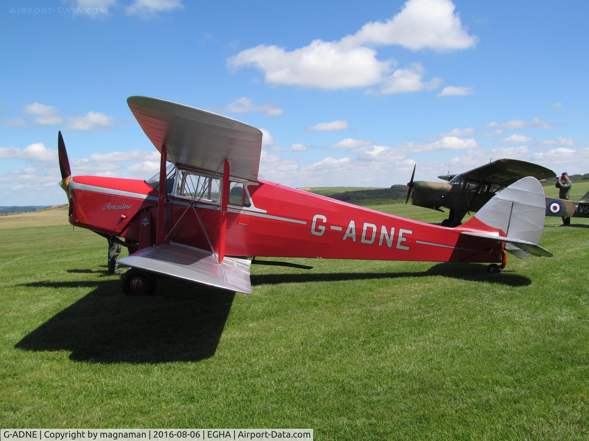 G-ADNE, 1936 De Havilland DH.87B Hornet Moth C/N 8089, moth in the sun