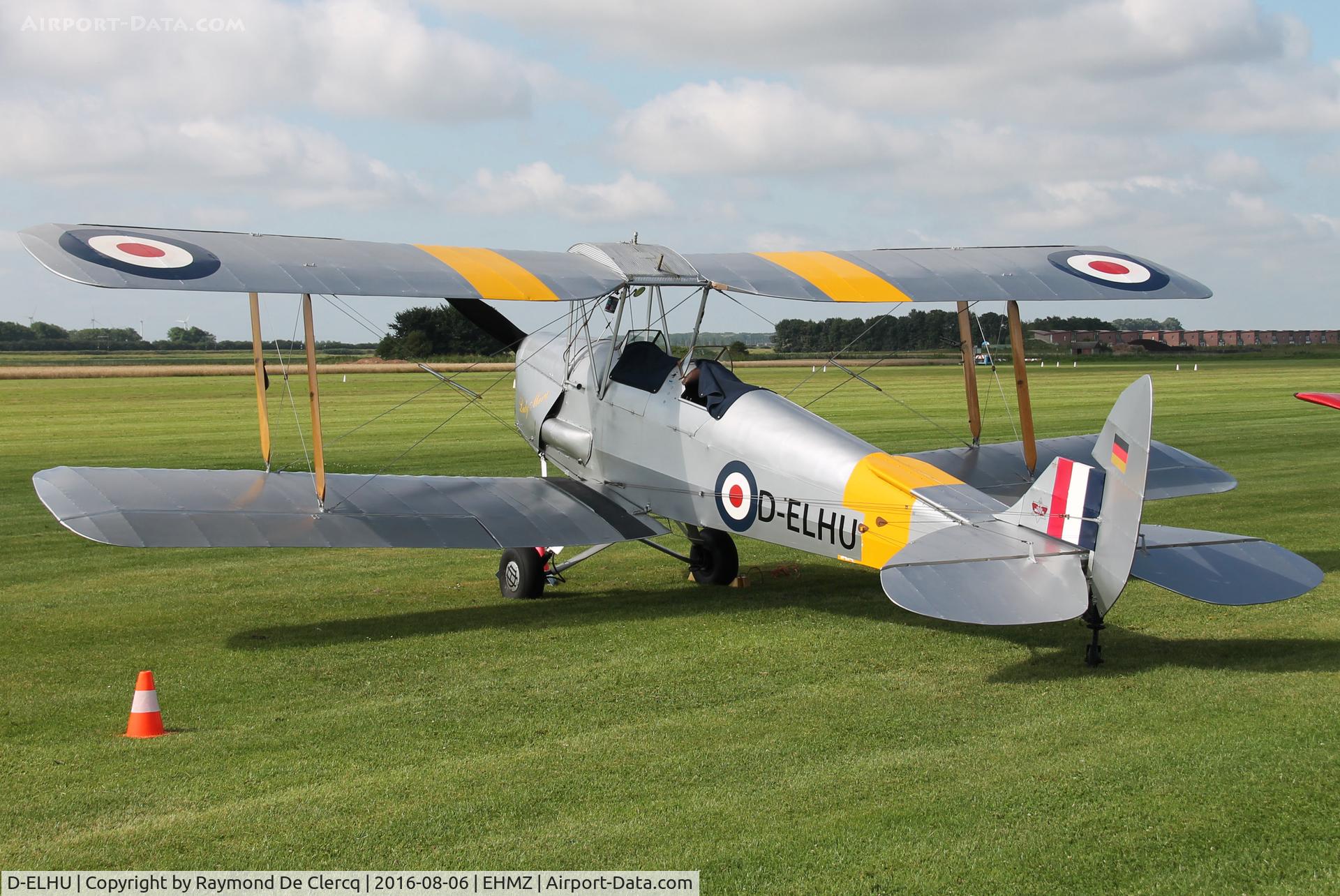 D-ELHU, 1942 De Havilland DH-82A Tiger Moth II C/N 83786, Home base is Seppe (NL).